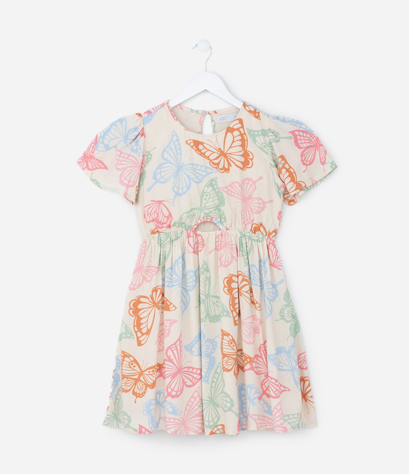 Vestido Infantil com Recorte e Estampa Borboleta - Tam 5 a 14 Anos Multicores 1