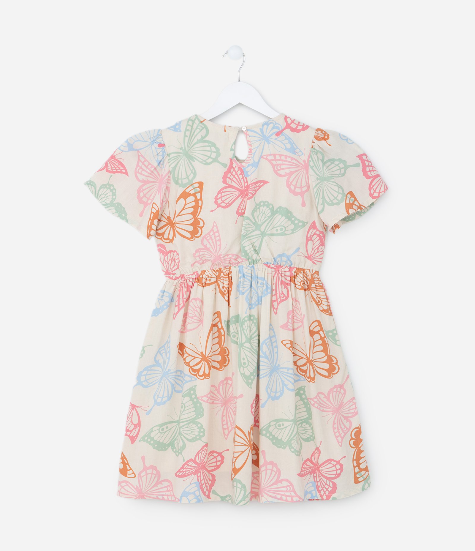 Vestido Infantil com Recorte e Estampa Borboleta - Tam 5 a 14 Anos Multicores 2