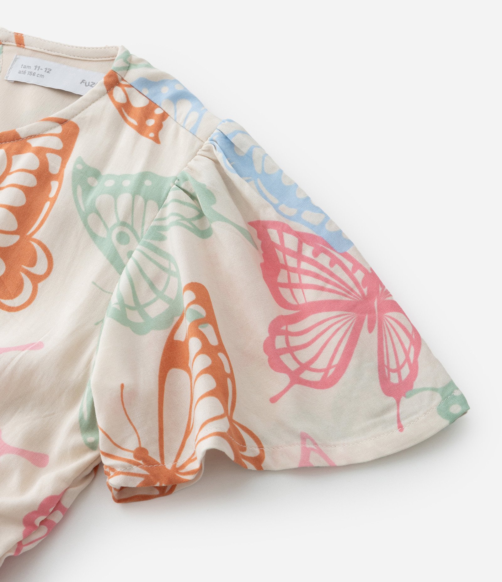 Vestido Infantil com Recorte e Estampa Borboleta - Tam 5 a 14 Anos Multicores 6