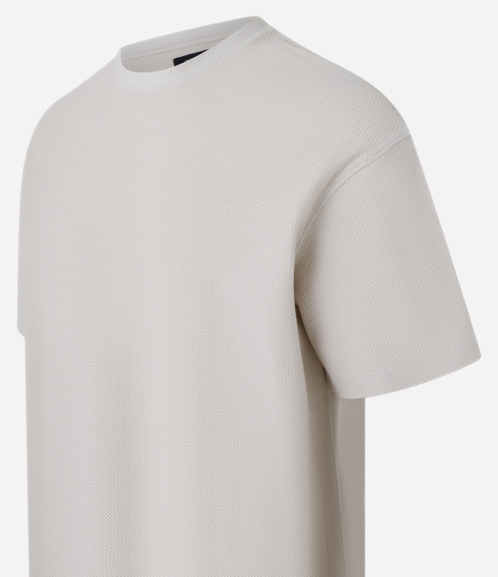 Camiseta Relaxed em Algodão com Textura Chevron Bege 5