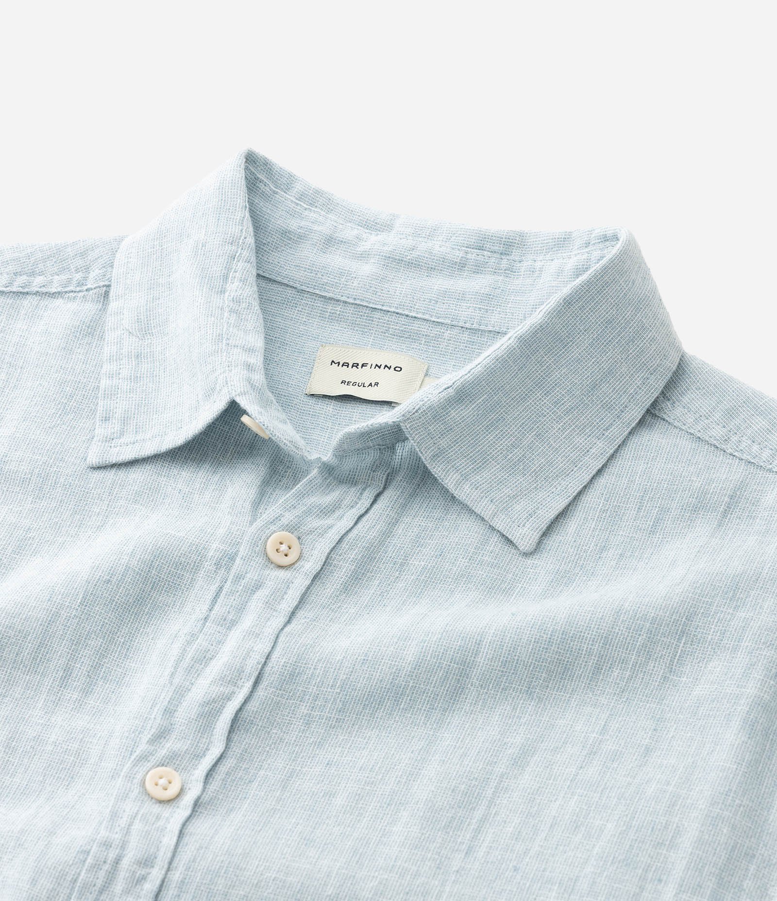 Camisa Regular em Linho e Gola Colarinho Azul Turmalina 7