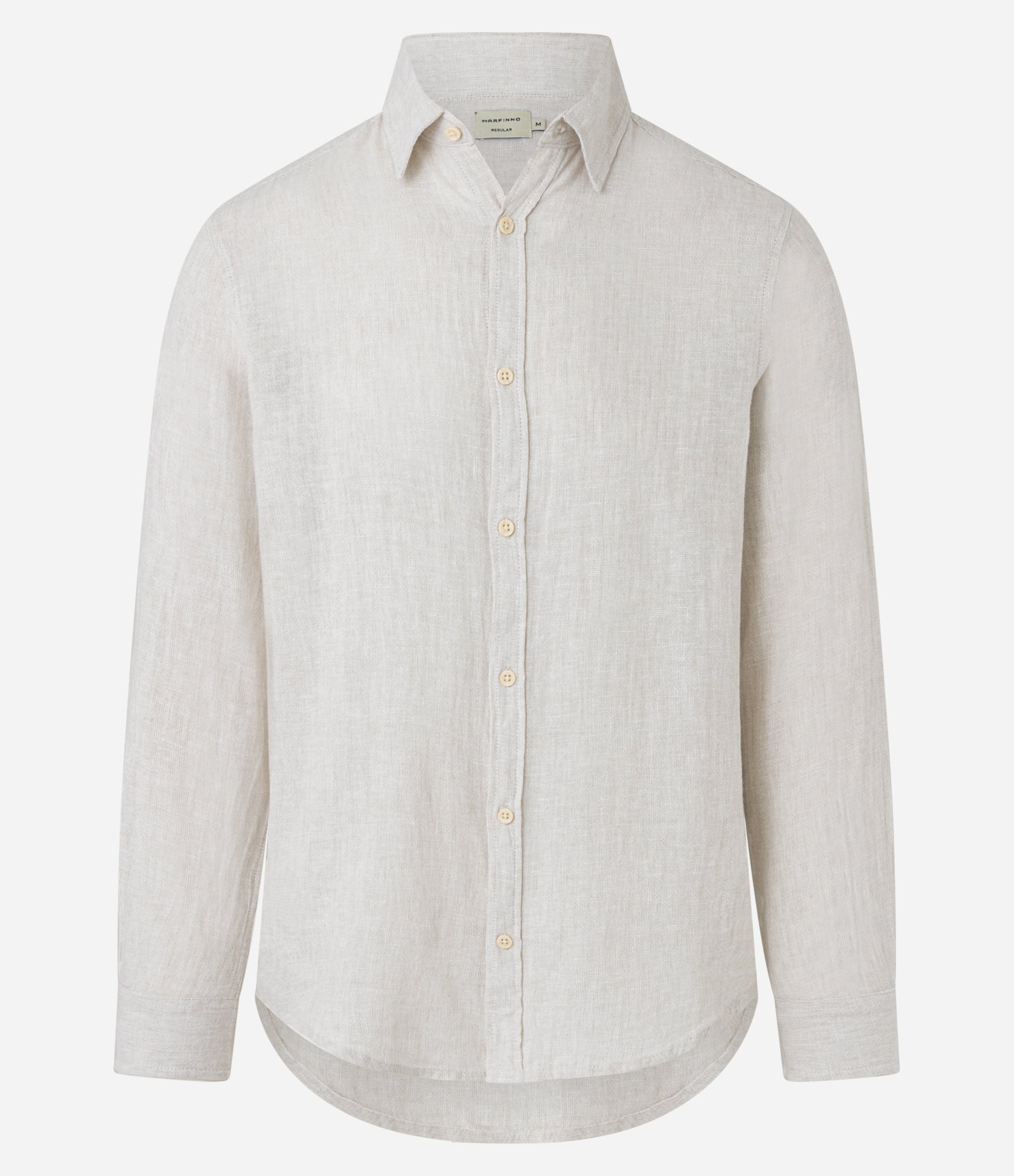 Camisa Regular em Linho e Gola Colarinho Off White 6