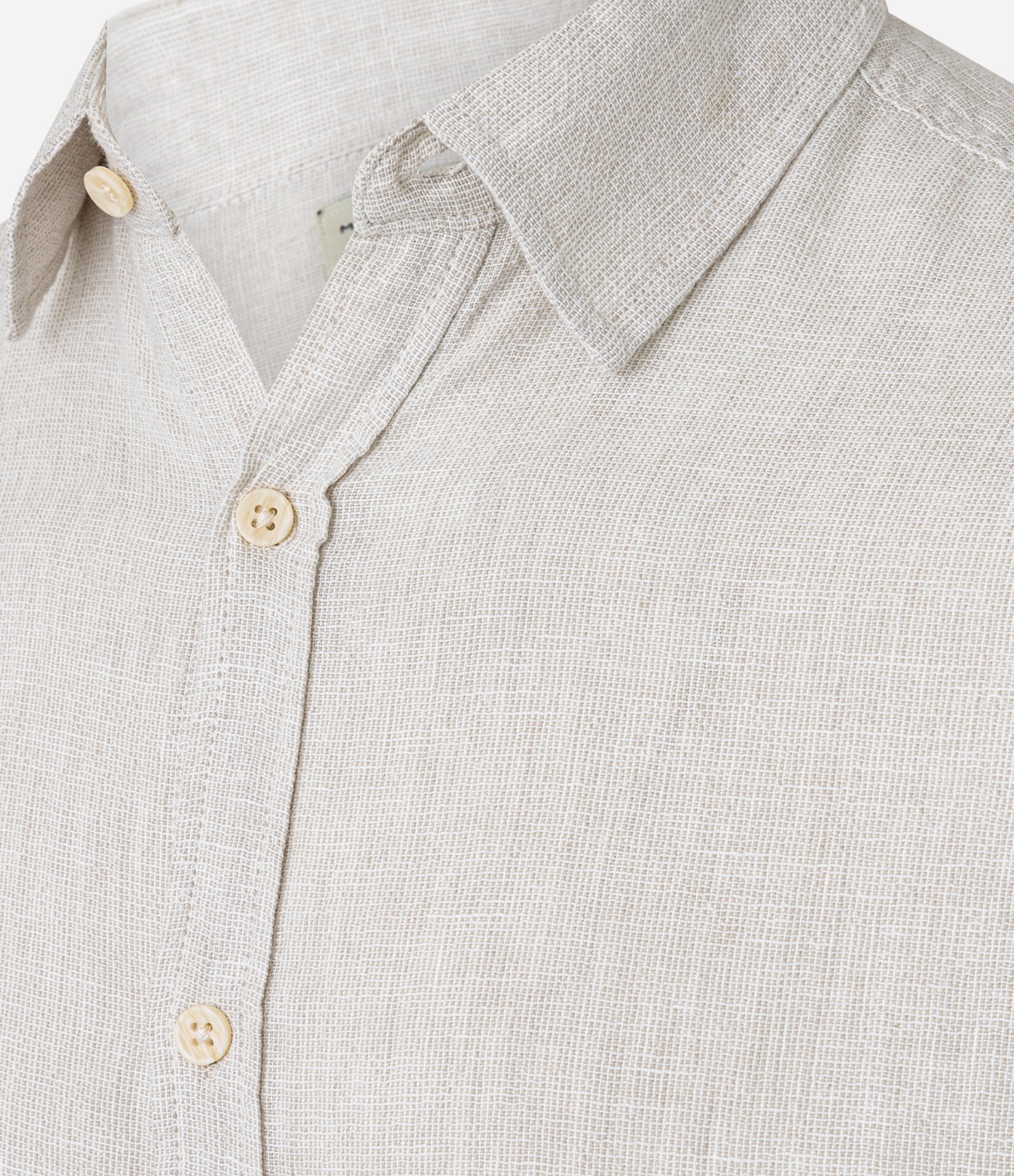 Camisa Regular em Linho e Gola Colarinho Off White 8