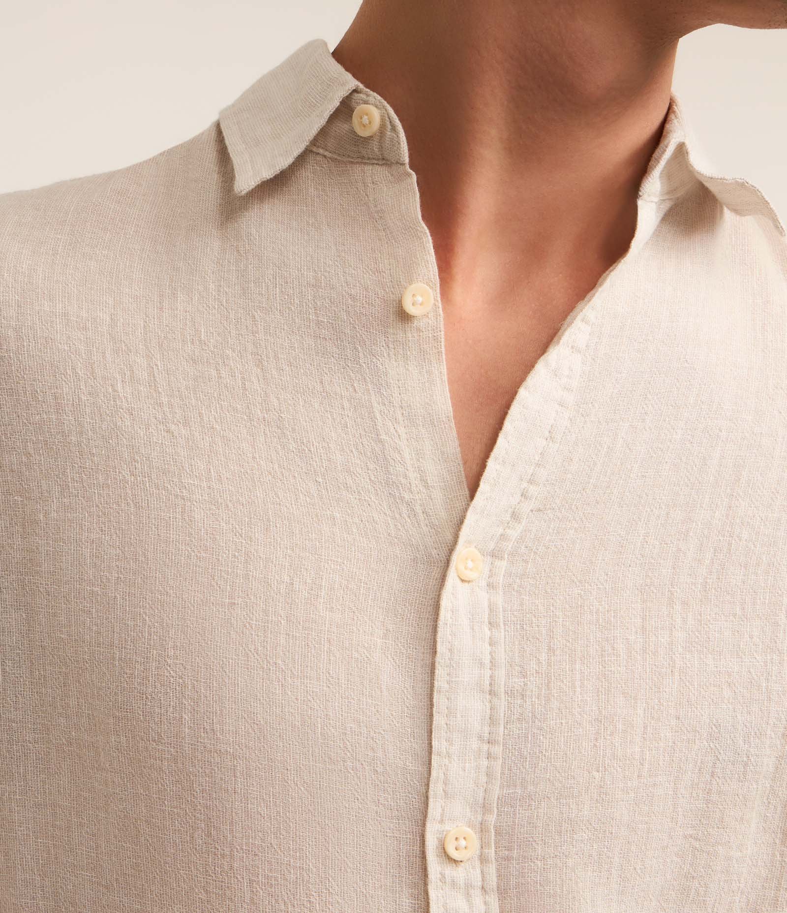 Camisa Regular em Linho e Gola Colarinho Off White 4