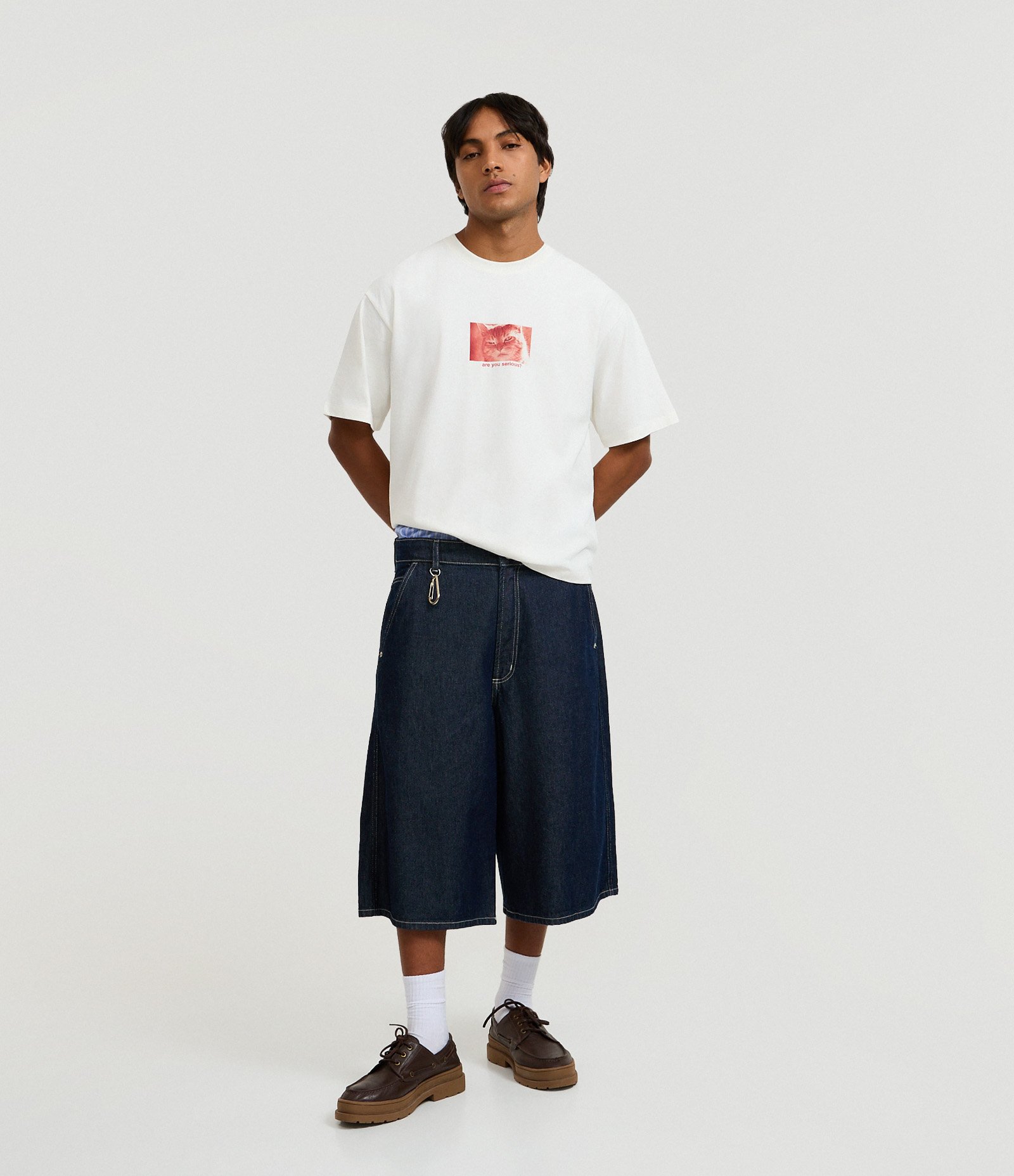 Camiseta Boxy em Algodão com Estampa Localizada de Gatinho I’m Fine Branco 2