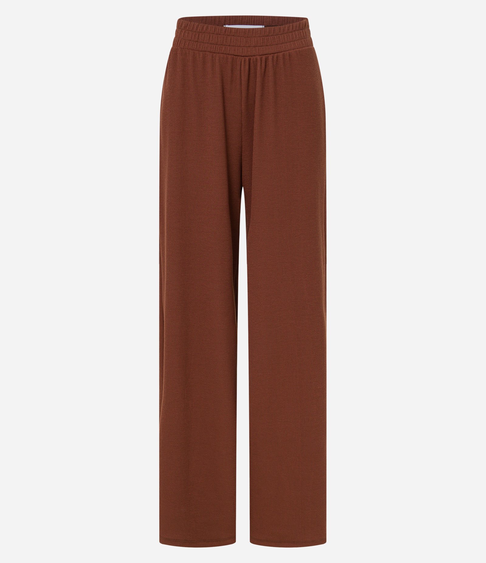 Calça Reta em Ribana Texturizada Marrom 4