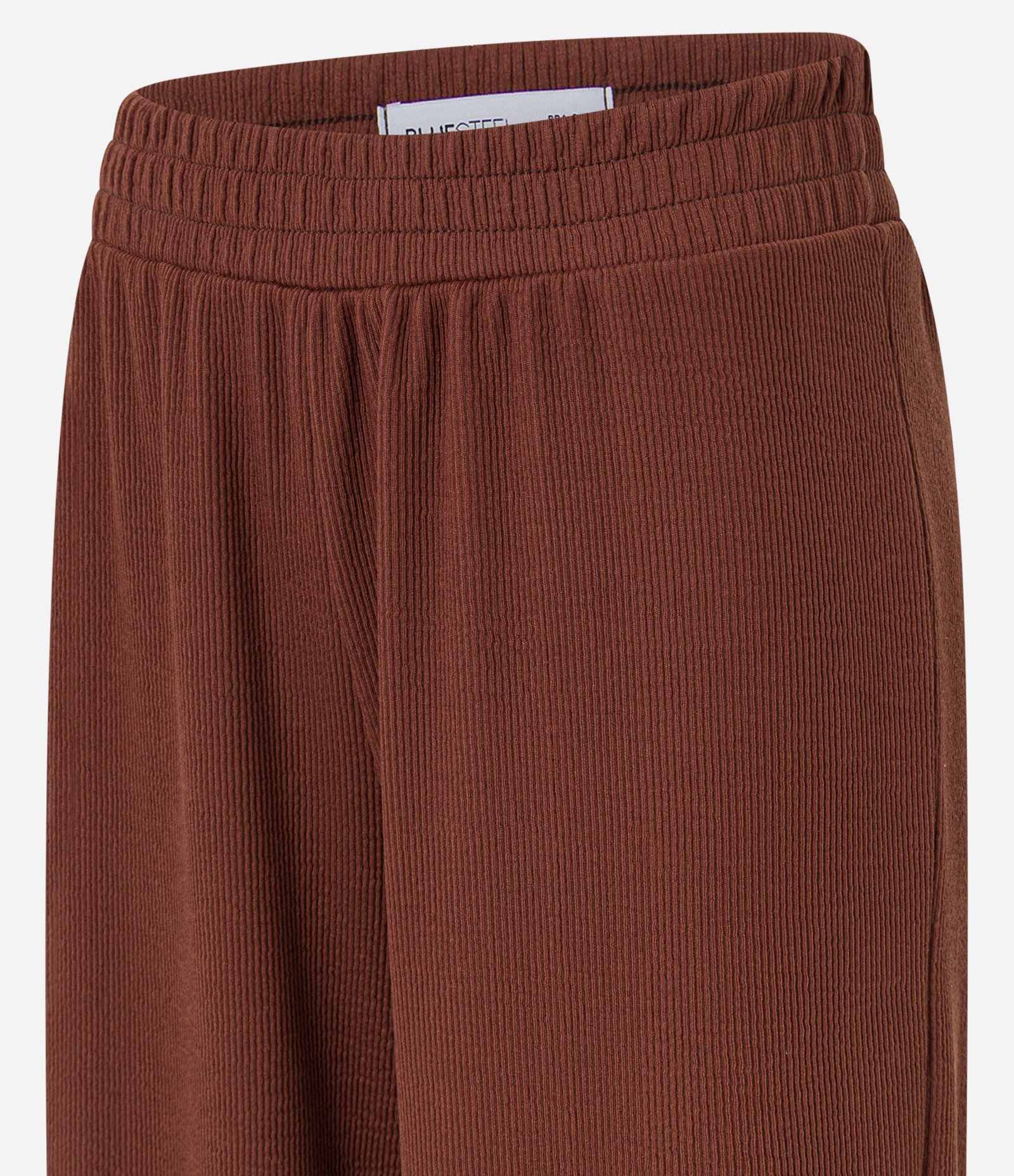 Calça Reta em Ribana Texturizada Marrom 5
