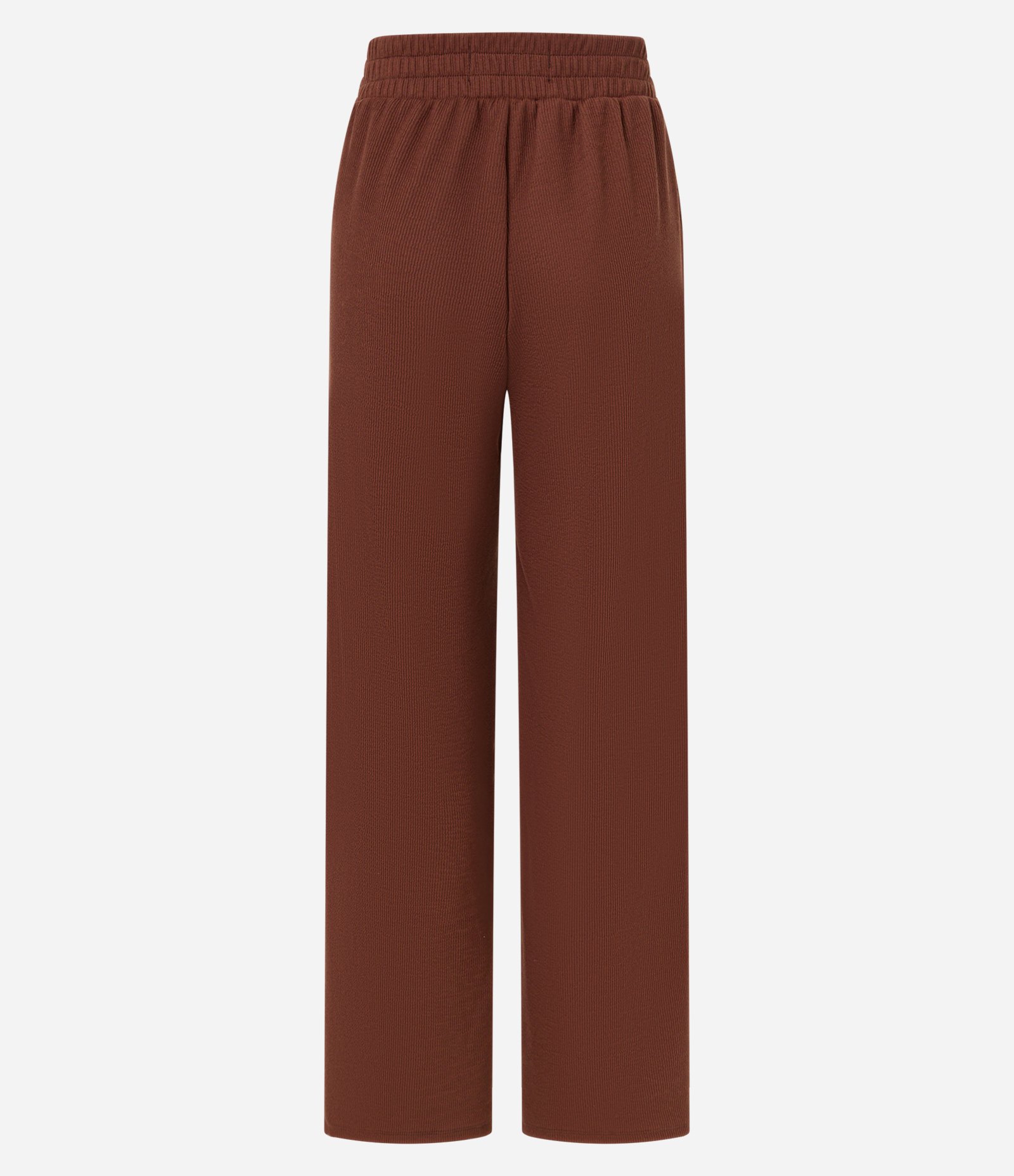 Calça Reta em Ribana Texturizada Marrom 6
