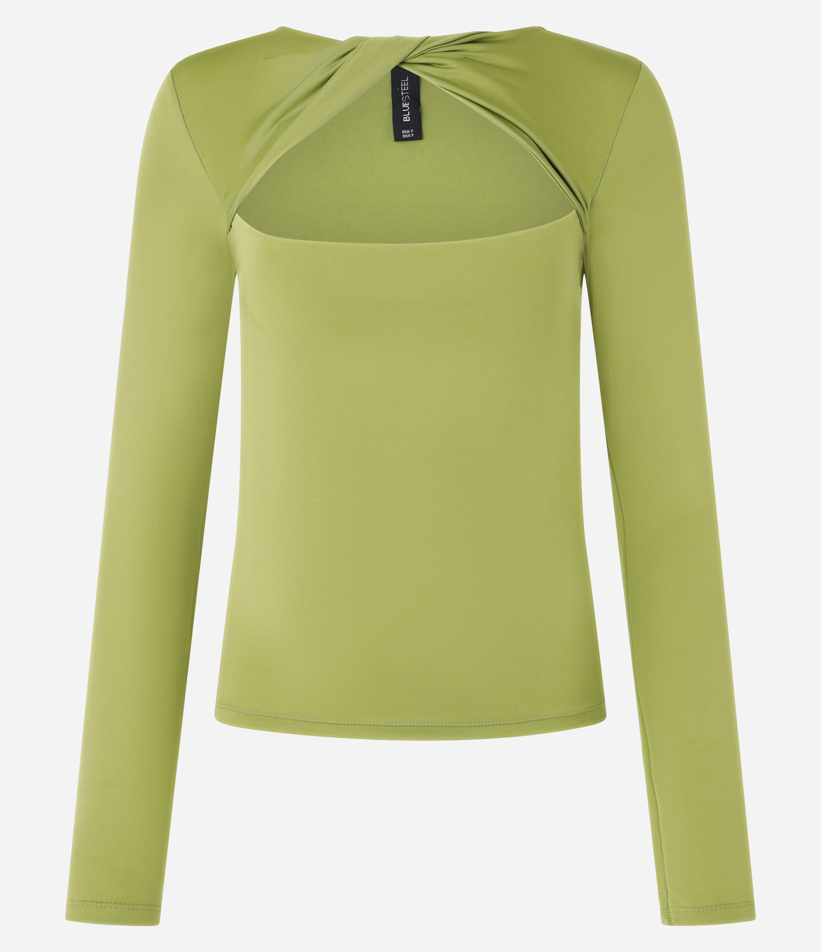 Blusa em Microfibra com Torcido na Gola e Recorte Vazado Verde 4