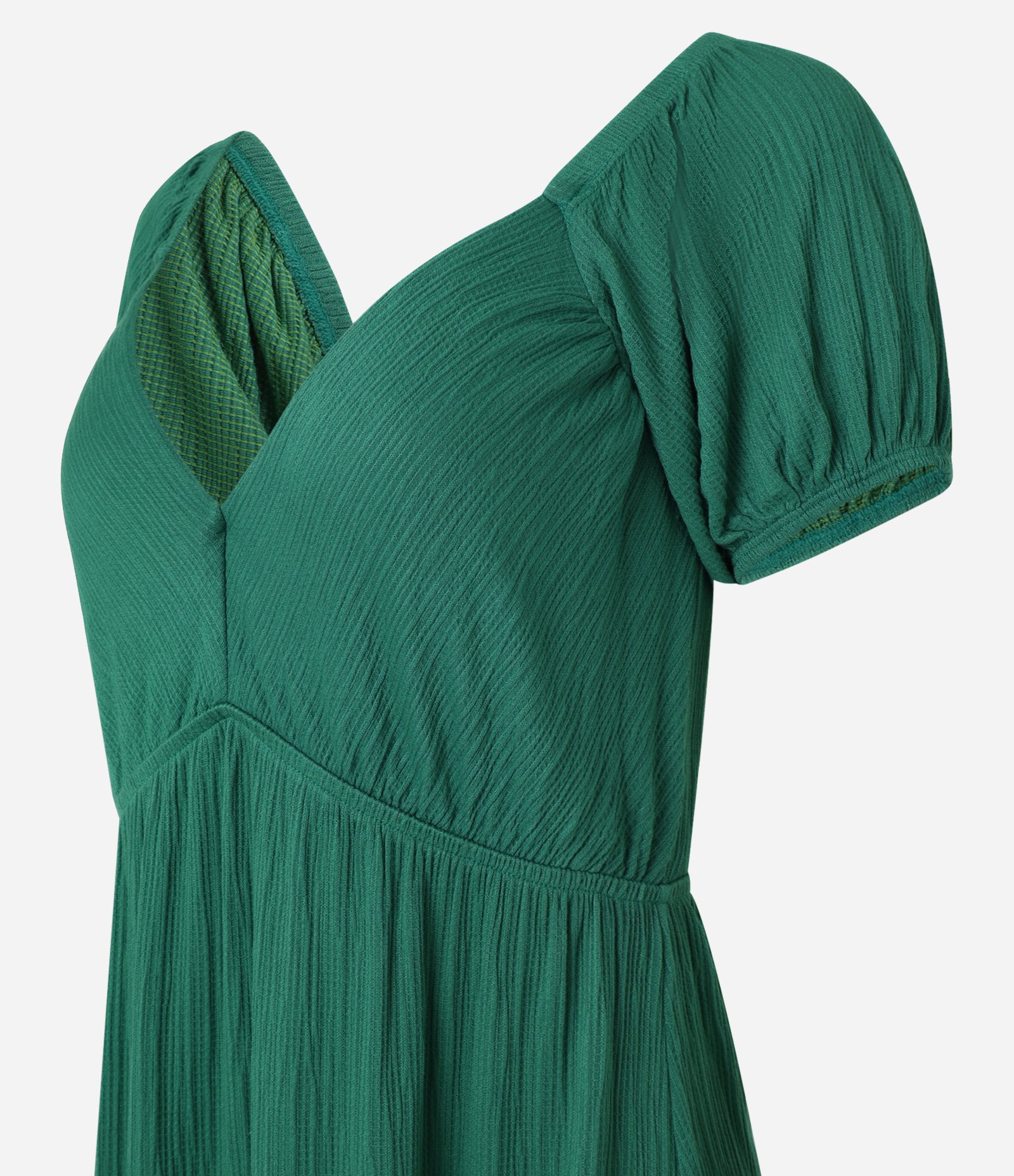 Vestido Midi Texturizado com Decote Coração Verde 5