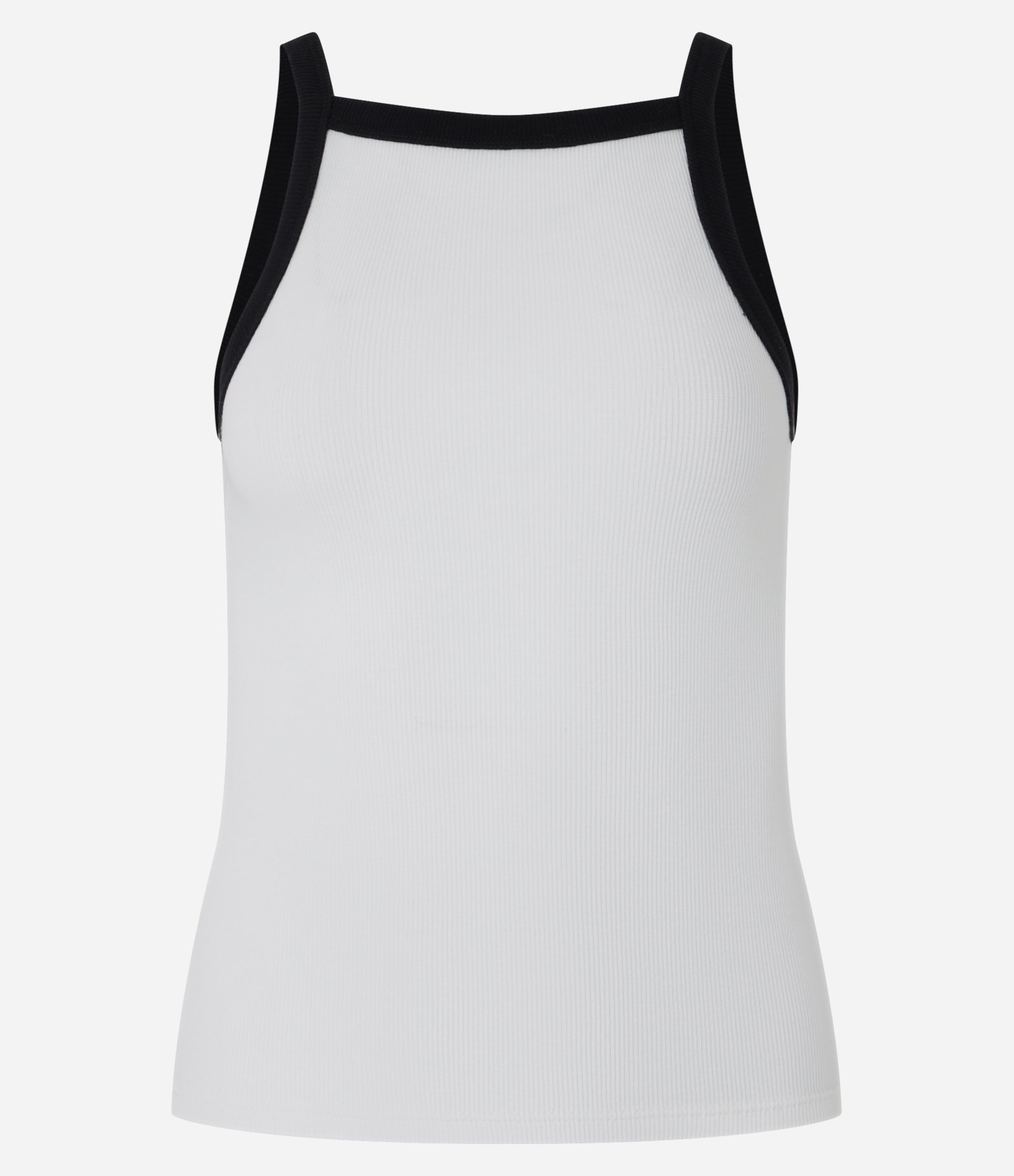 Regata em Ribana com Decote Halter e Viés Contrastante Branco 4