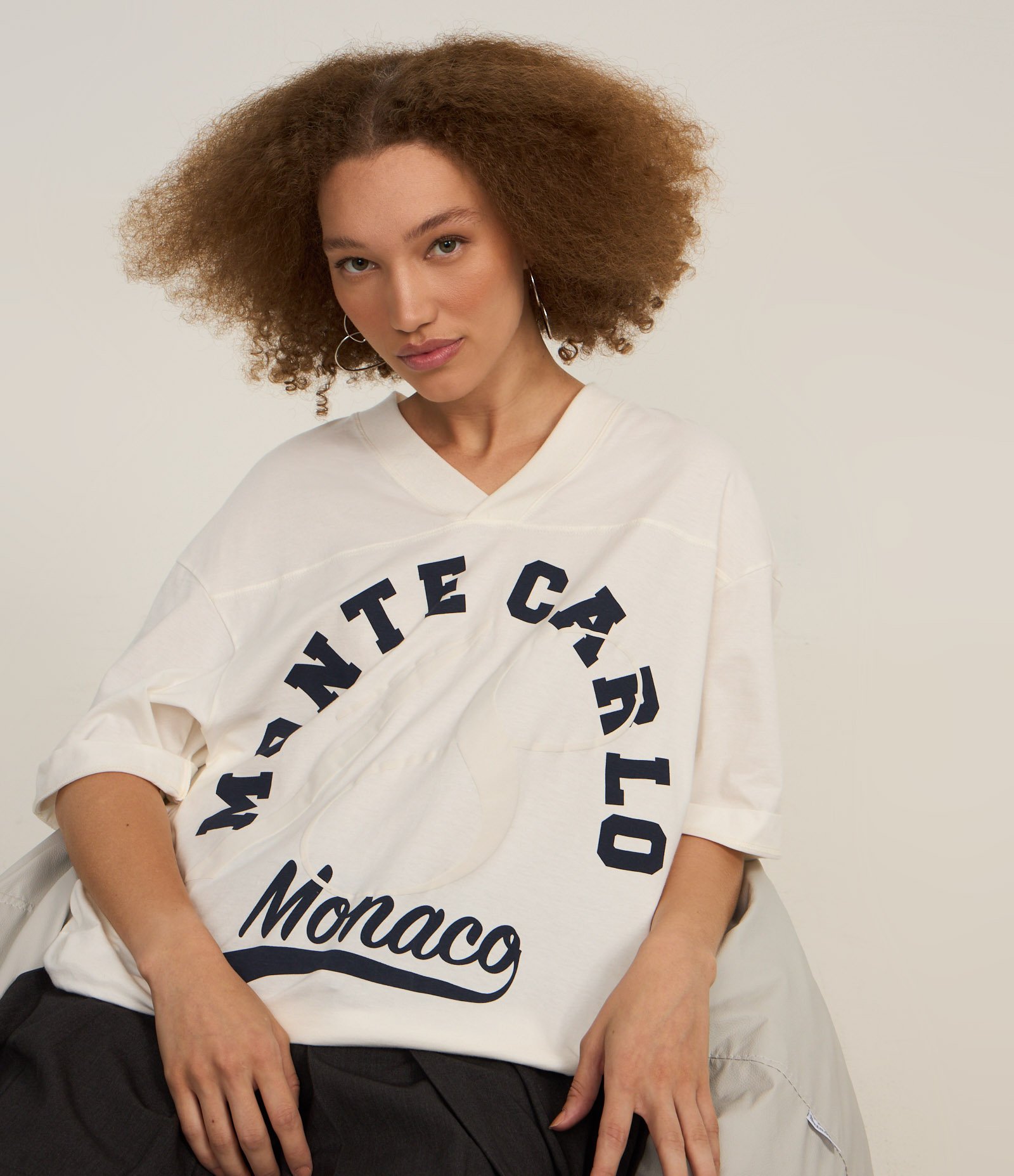 Camiseta Oversized com Lettering Monte Carlo Branco 1