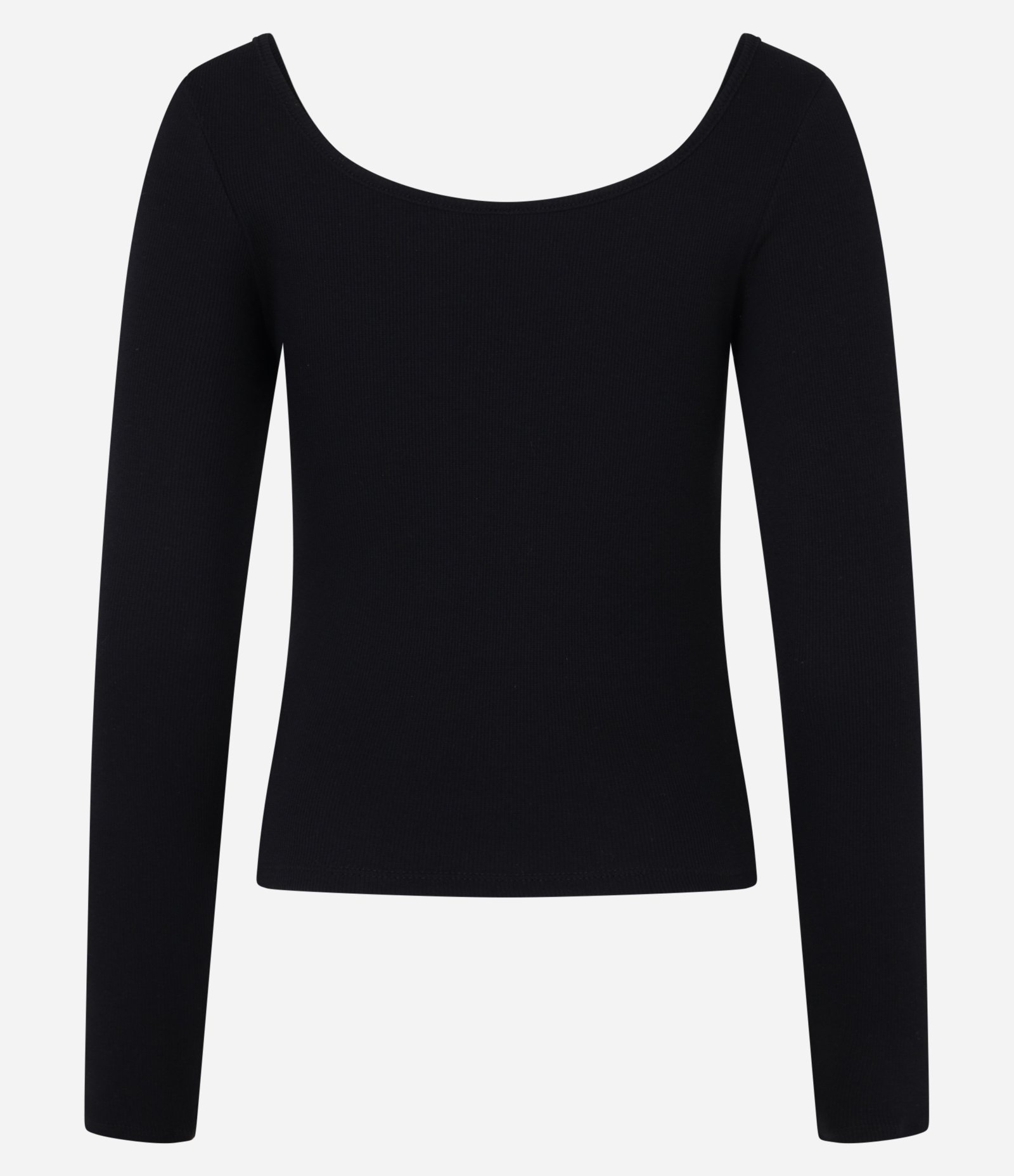 Blusa em Ribana com Decote U e Botões Preto 6