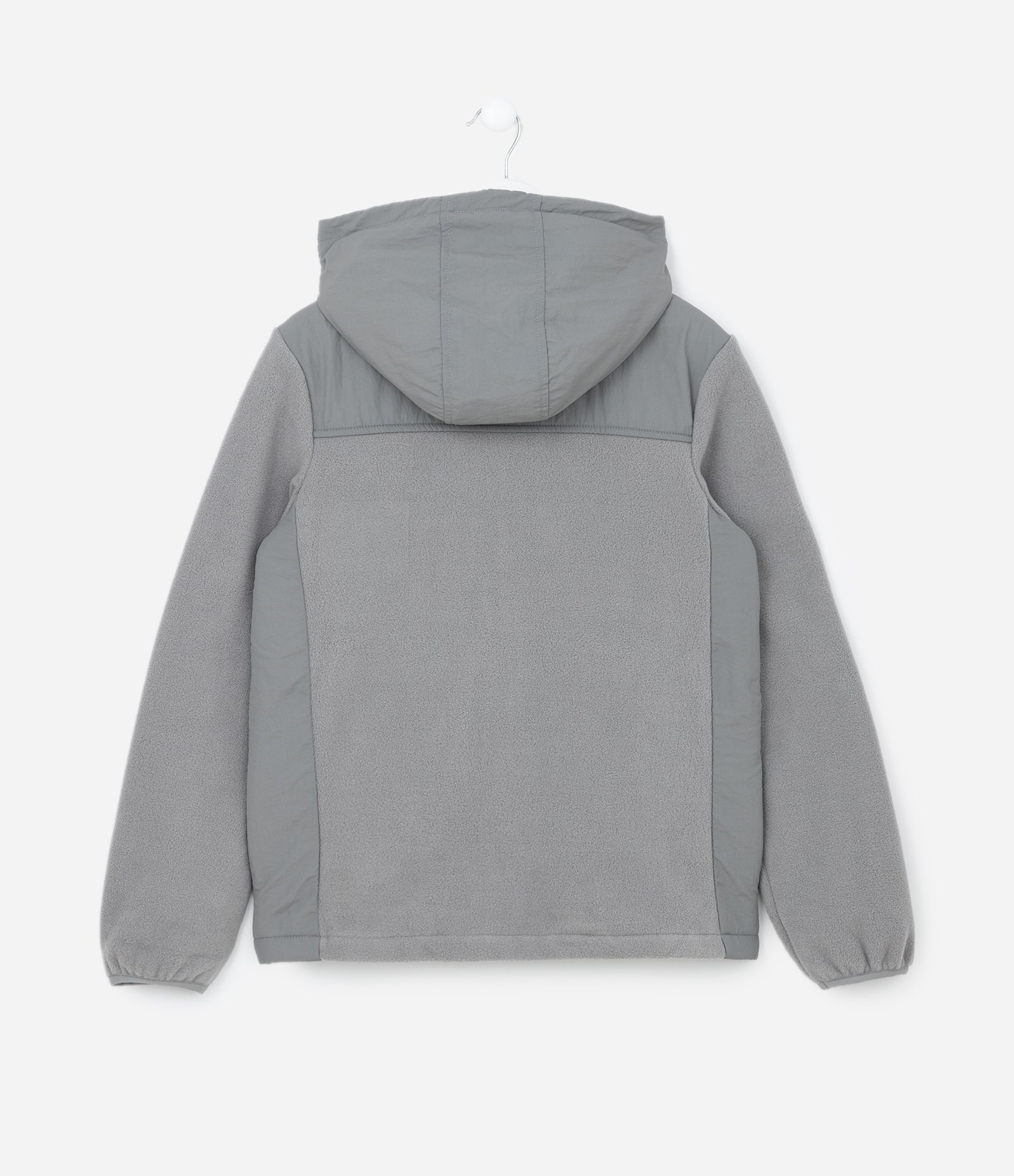 Jaqueta Esportiva Infantil com Forro Fleece e Capuz - Tam 5 a 14 anos Cinza 2
