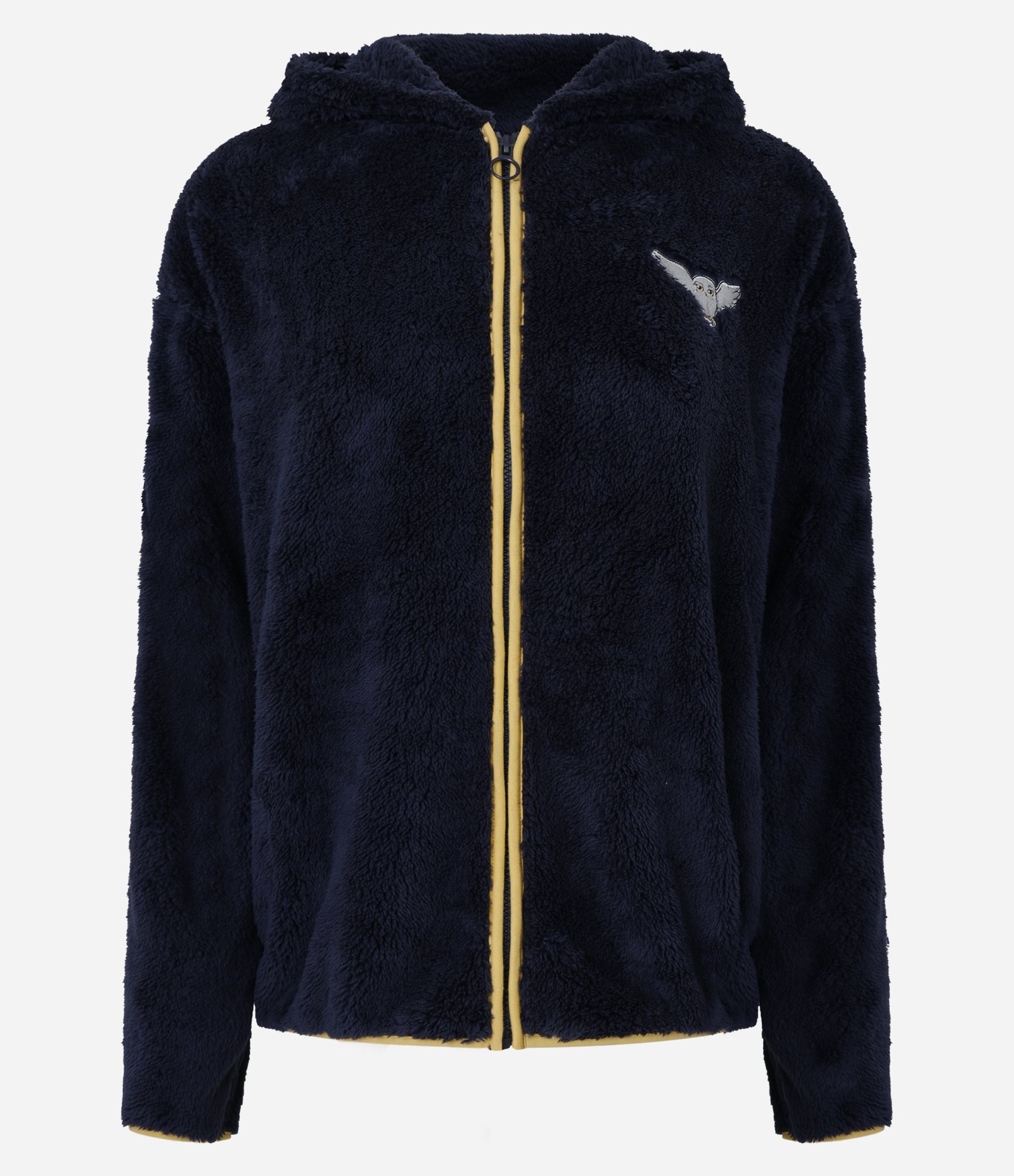 Robe Curto em Fleece com Zíper e Capuz com Coruja Harry Potter Azul Marinho 5