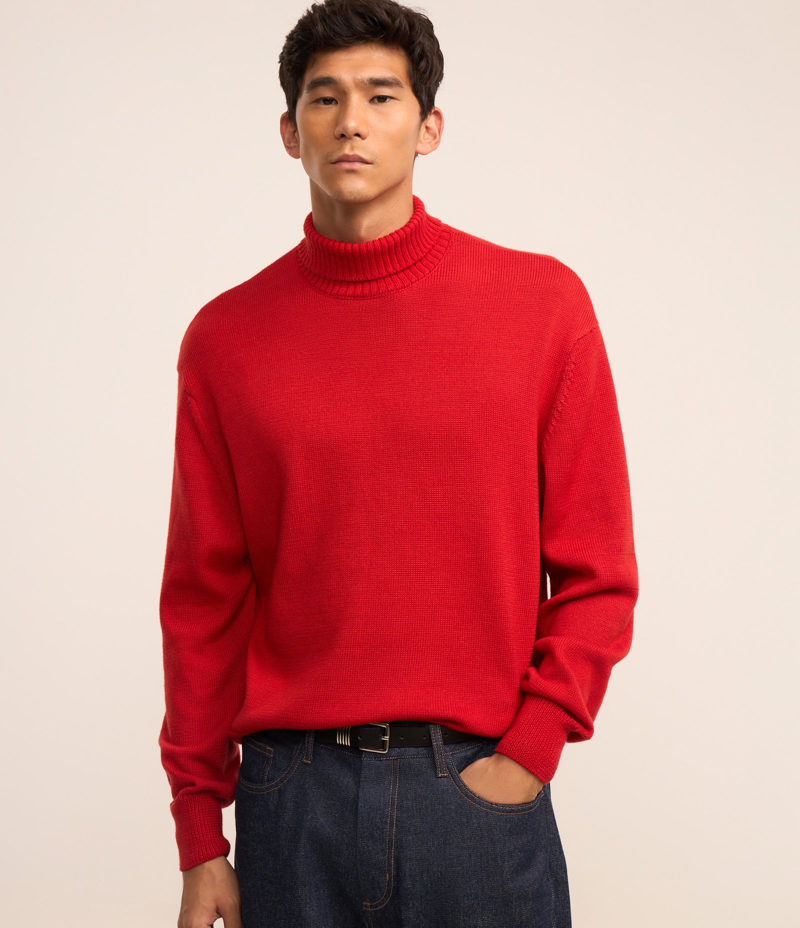 Suéter com Gola Alta e Textura Vermelho 2