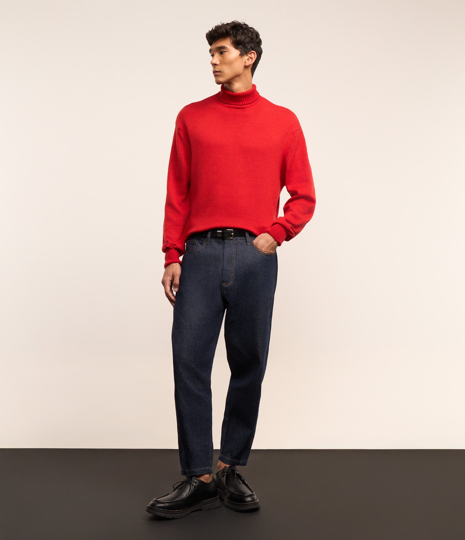 Suéter com Gola Alta e Textura Vermelho 3