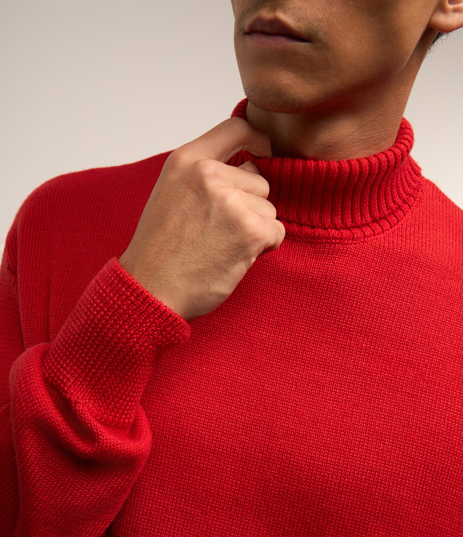 Suéter com Gola Alta e Textura Vermelho 4