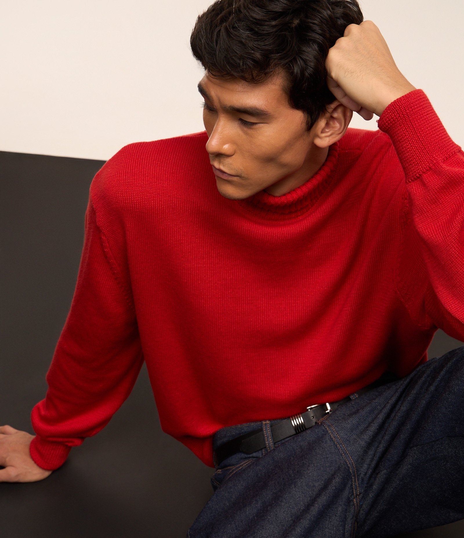 Suéter com Gola Alta e Textura Vermelho 5