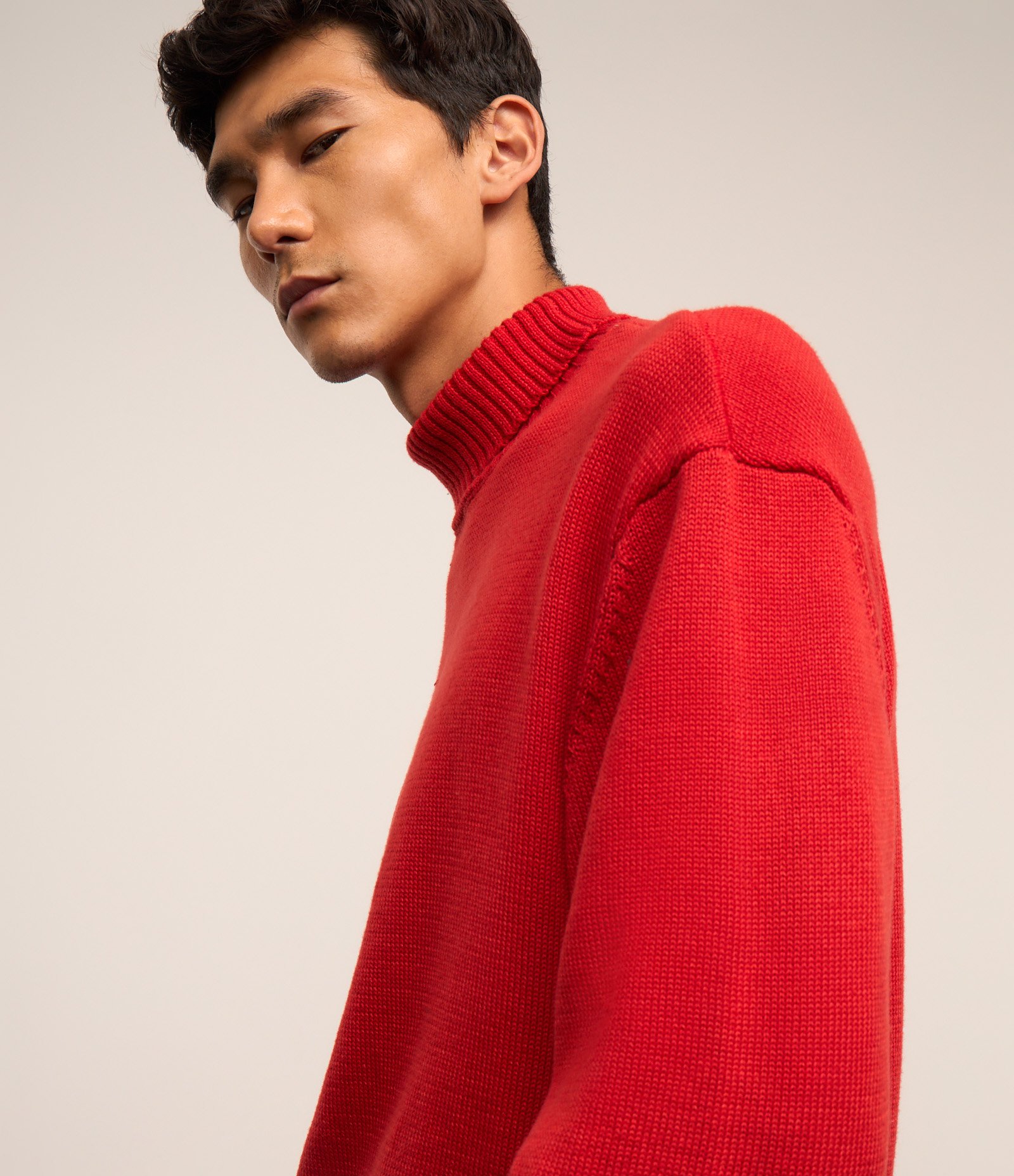 Suéter com Gola Alta e Textura Vermelho 6