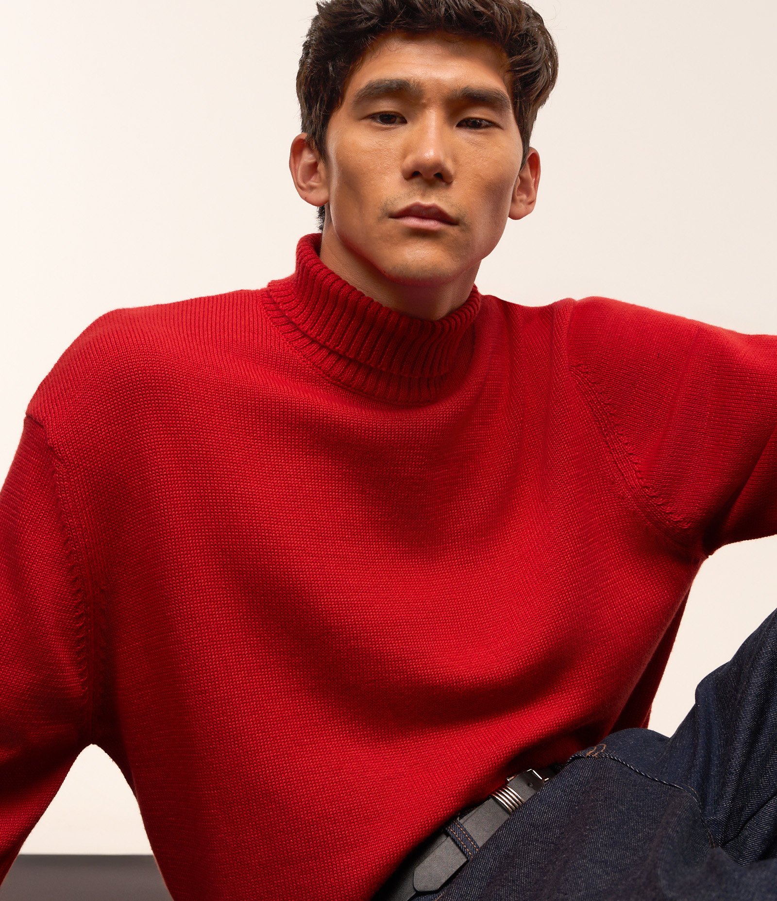 Suéter com Gola Alta e Textura Vermelho 7