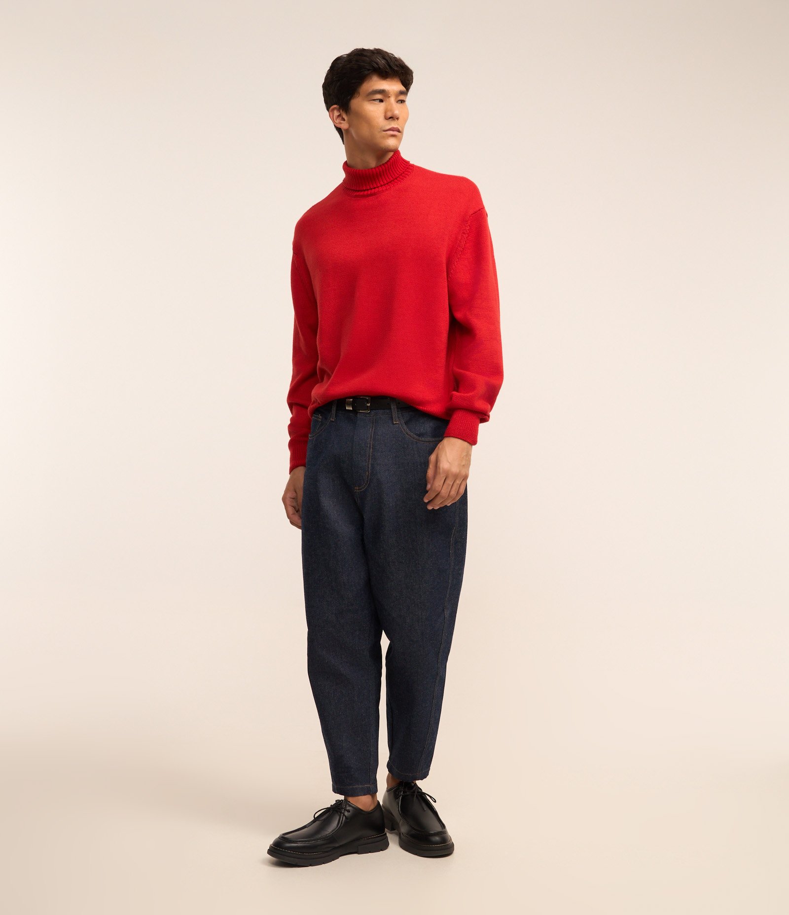 Suéter com Gola Alta e Textura Vermelho 8