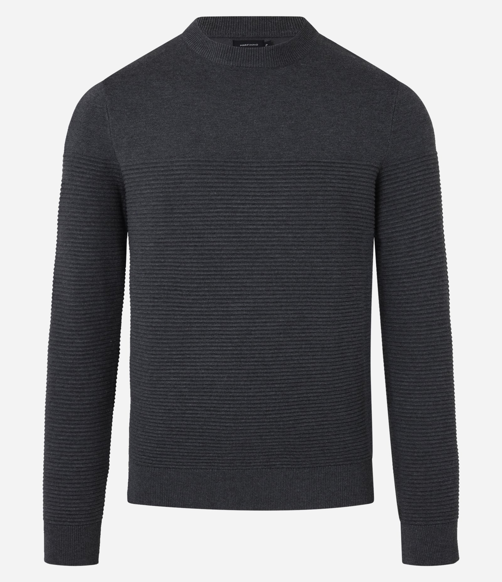 Suéter em Tricô com Textura em Nervuras Cinza 1