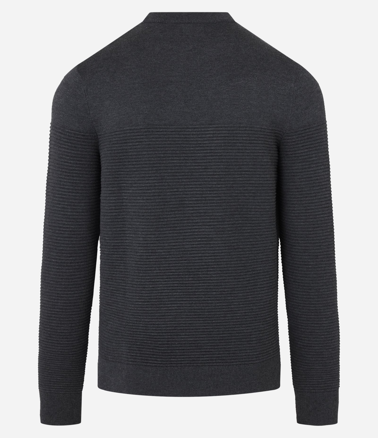 Suéter em Tricô com Textura em Nervuras Cinza 3