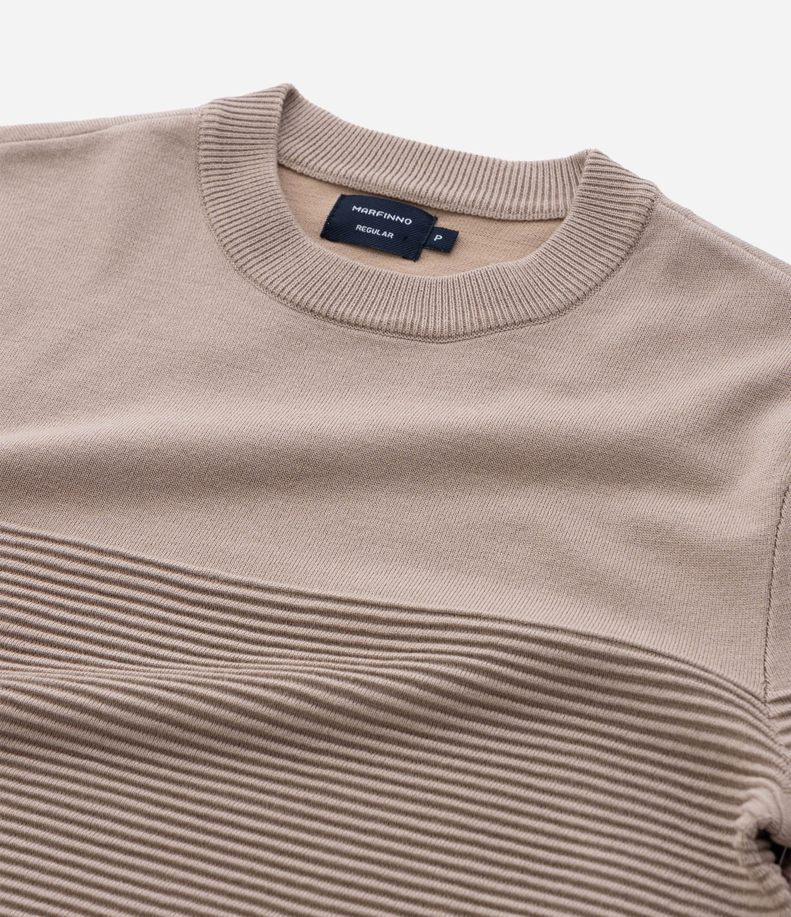 Suéter em Tricô com Textura em Nervuras Bege 7