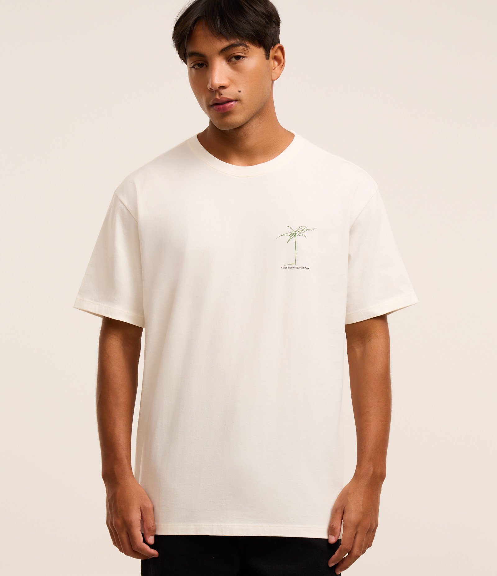Camiseta Relaxed com Estampa de Coqueiros Branco 1