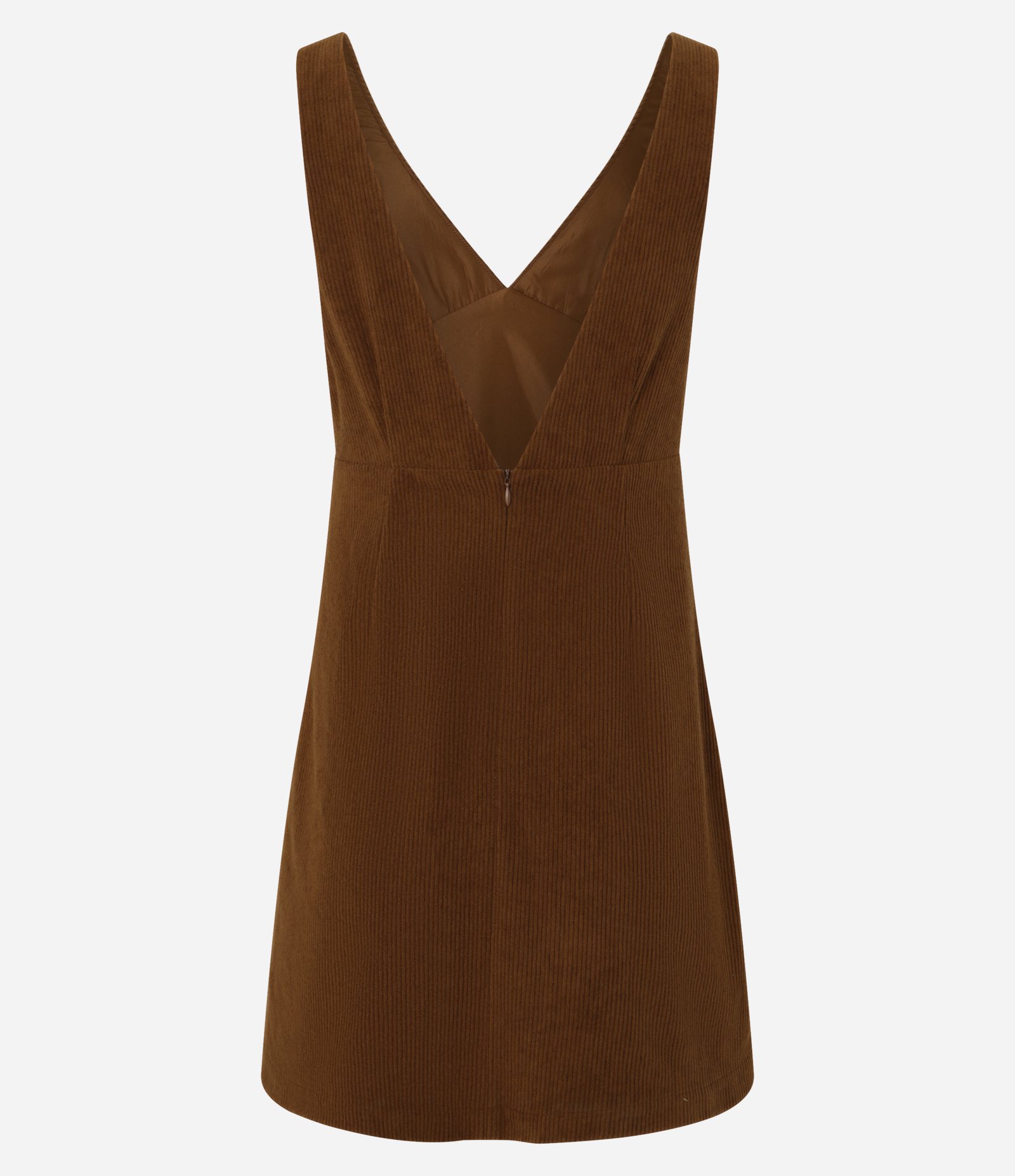 Vestido Curto em Veludo Cotele com Decote V Marrom 7