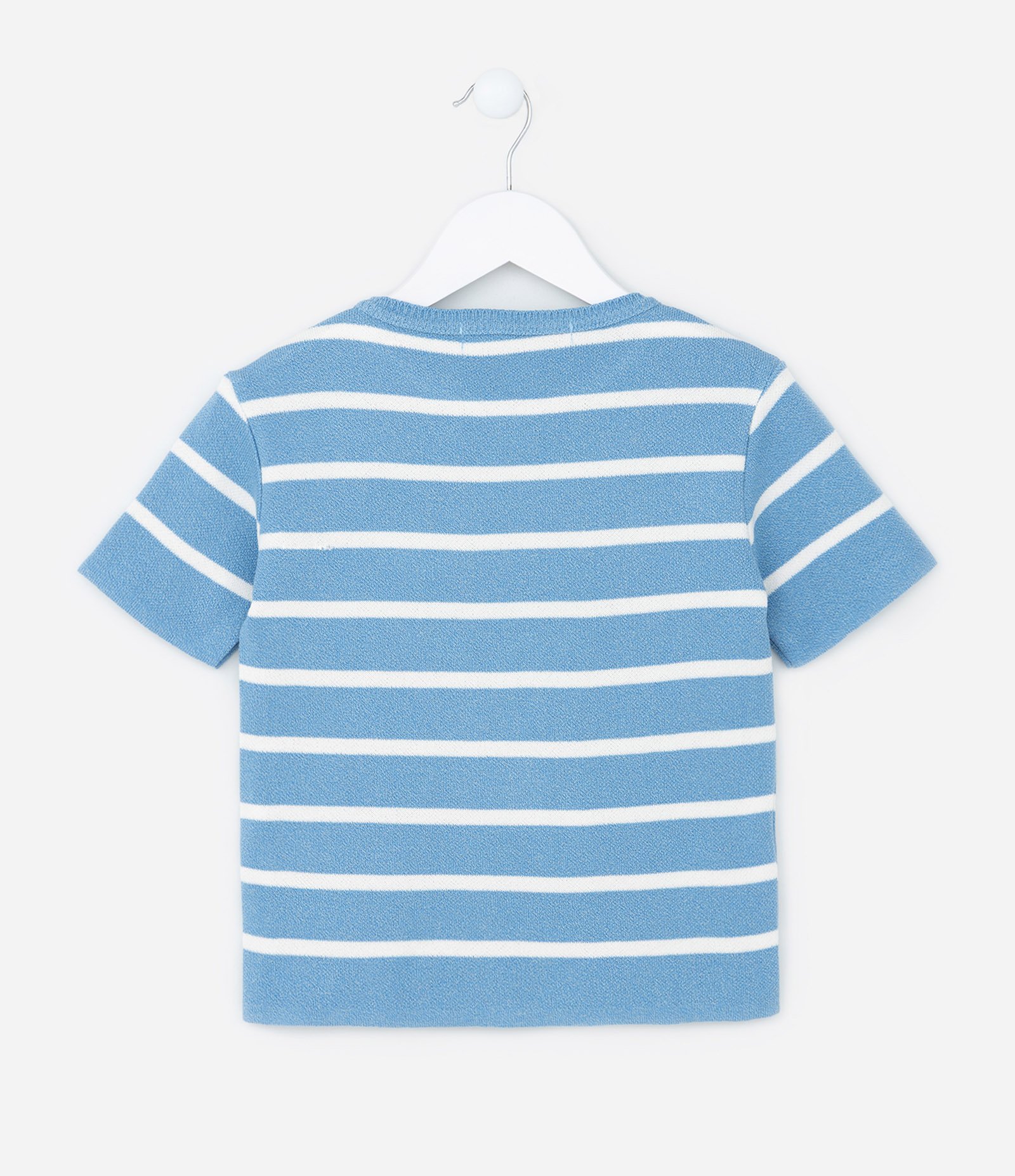 Blusa Infantil em Tricô com Listras - Tam 5 a 14 anos Azul/Branco 2