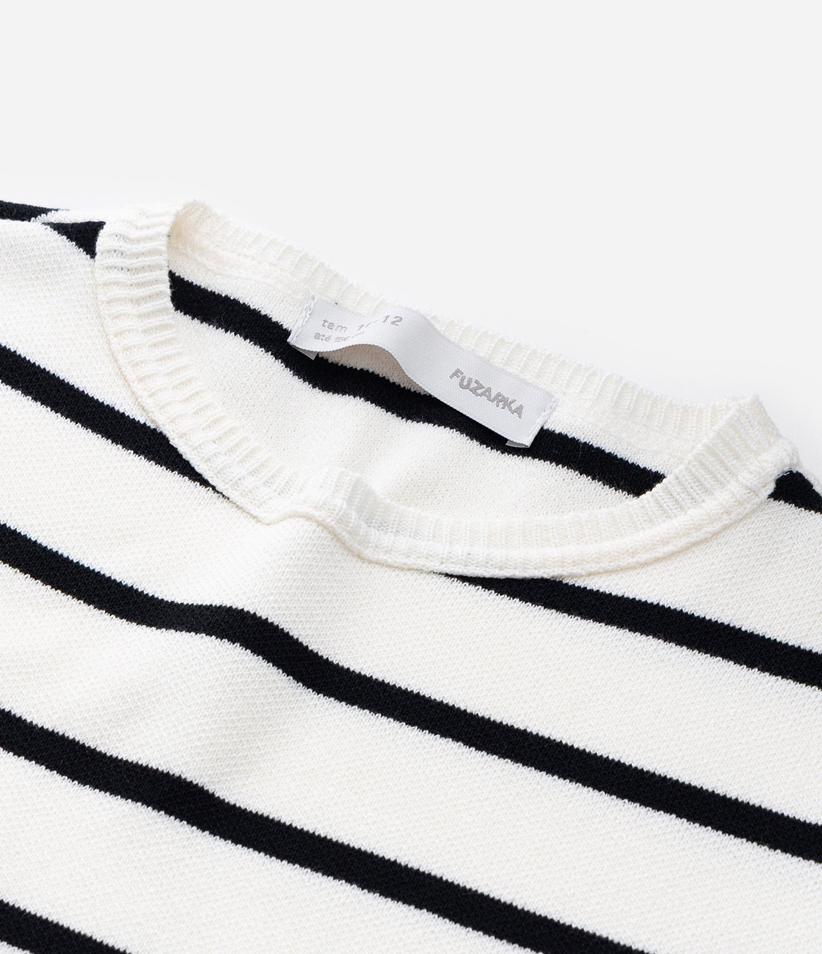 Blusa Infantil em Tricô com Listras - Tam 5 a 14 anos Branco/Preto 4