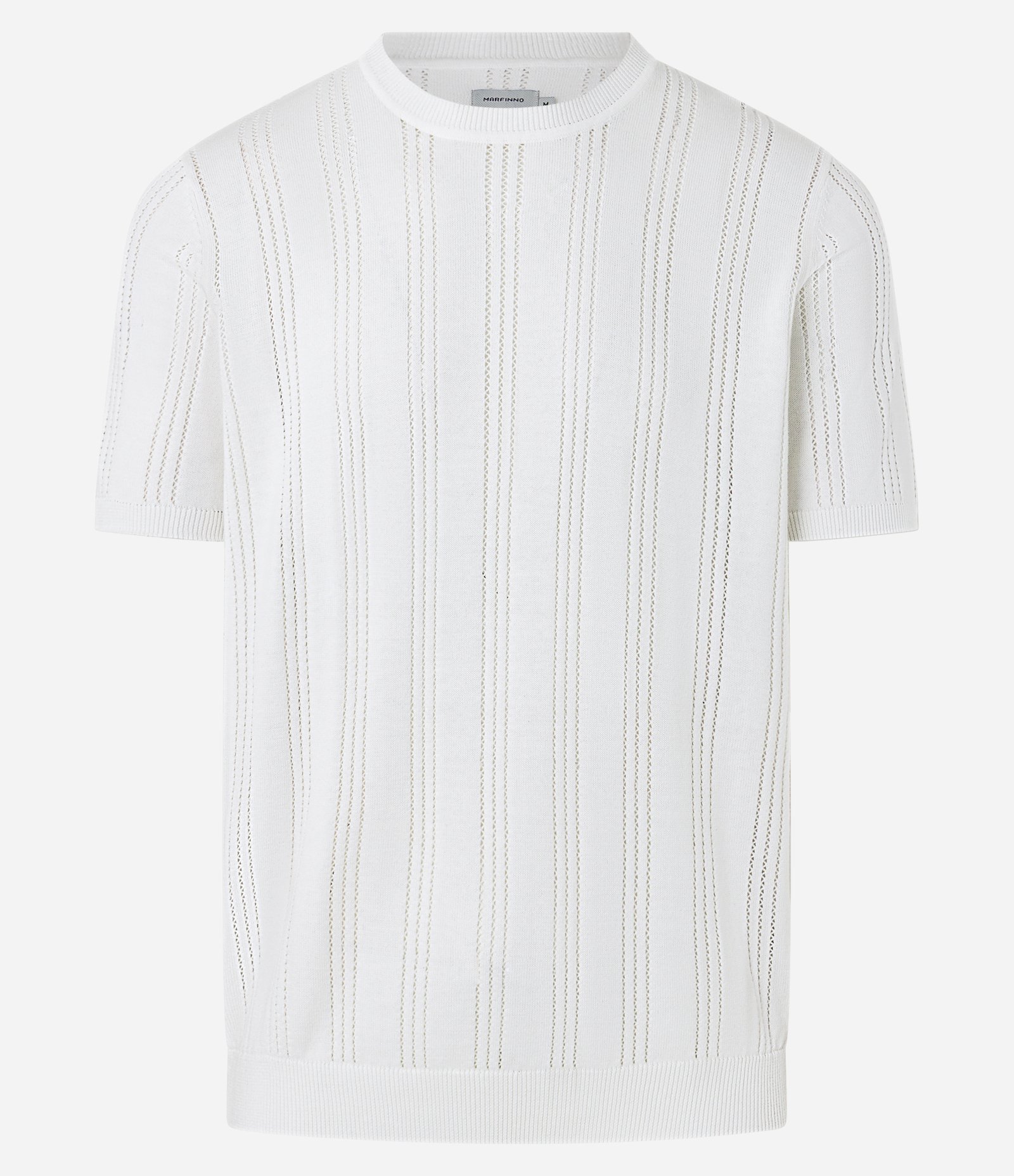 Camiseta em Algodão Furadinha com Viés em Ribana Branco 1