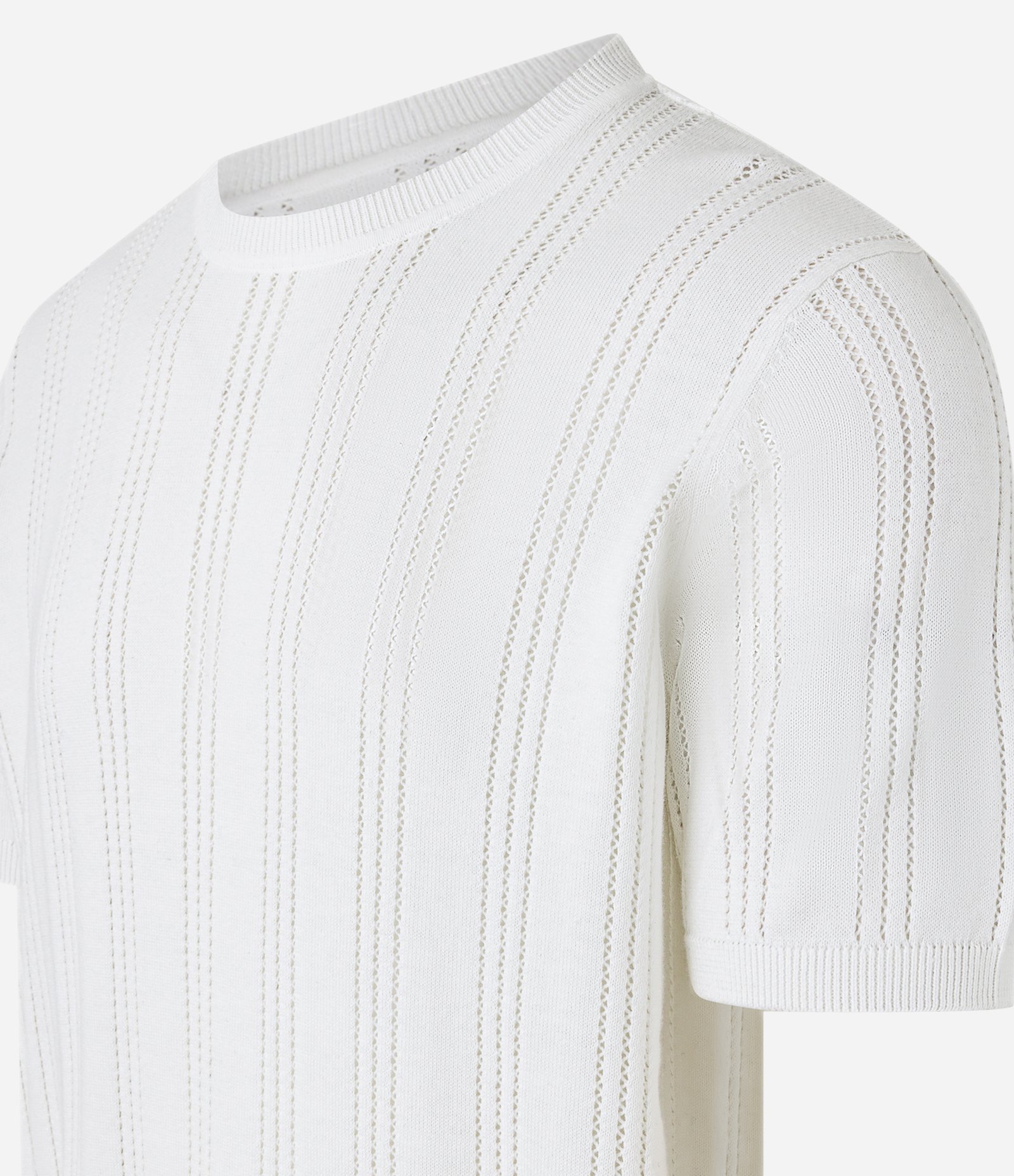 Camiseta em Algodão Furadinha com Viés em Ribana Branco 2