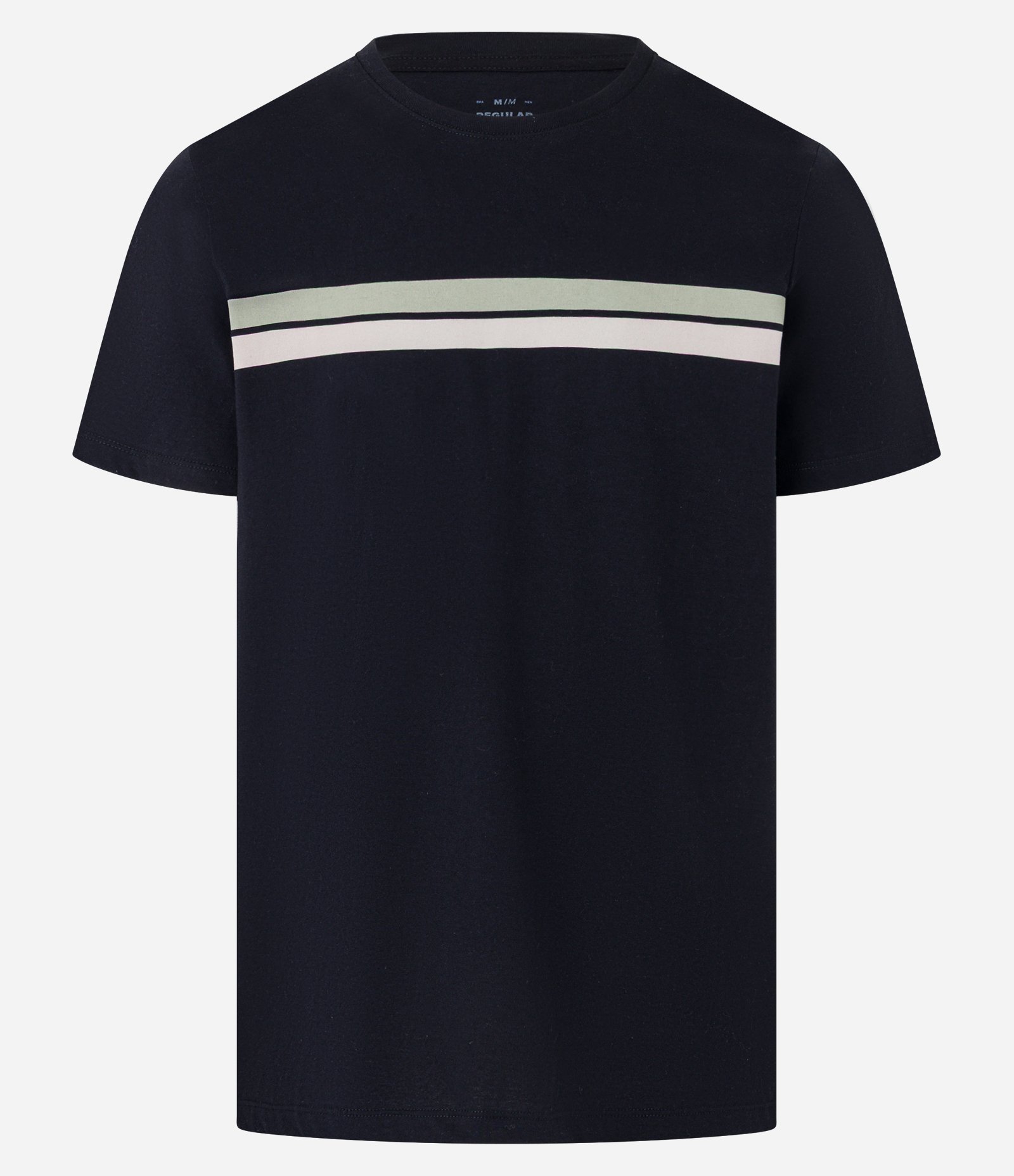 Camiseta Regular em Algodão com Listras Preto 4