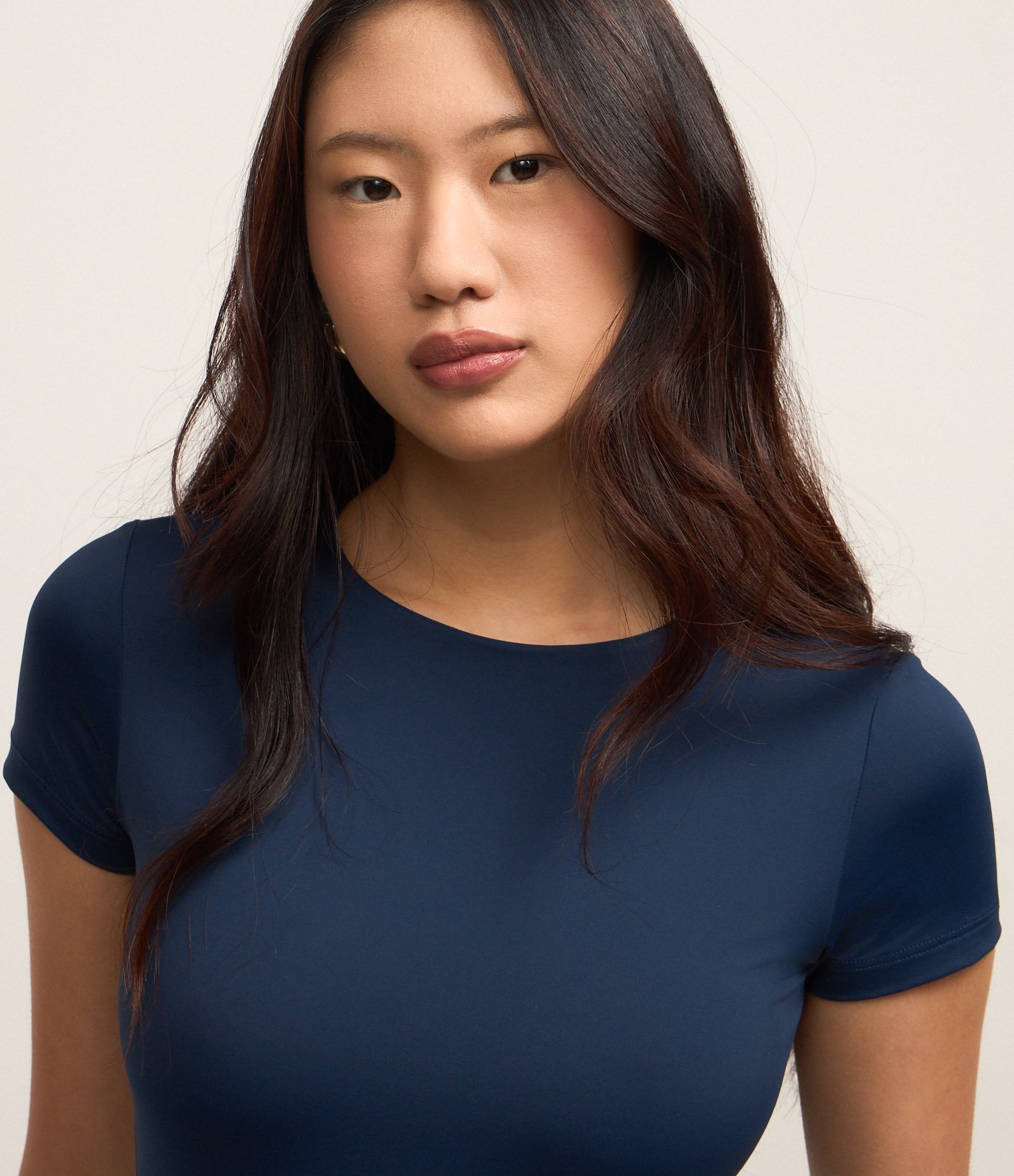 Body Básico em Poliamida com Mangas Curtas Azul 3