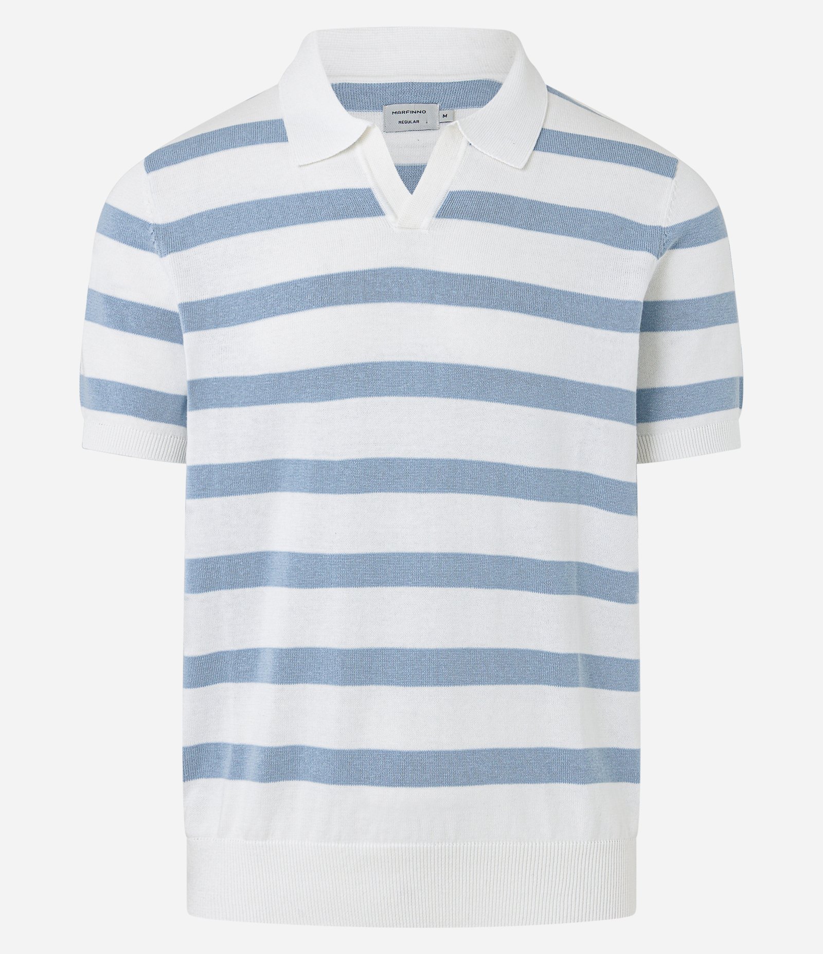 Camisa Regular com Gola Polo Listrada Azul 5