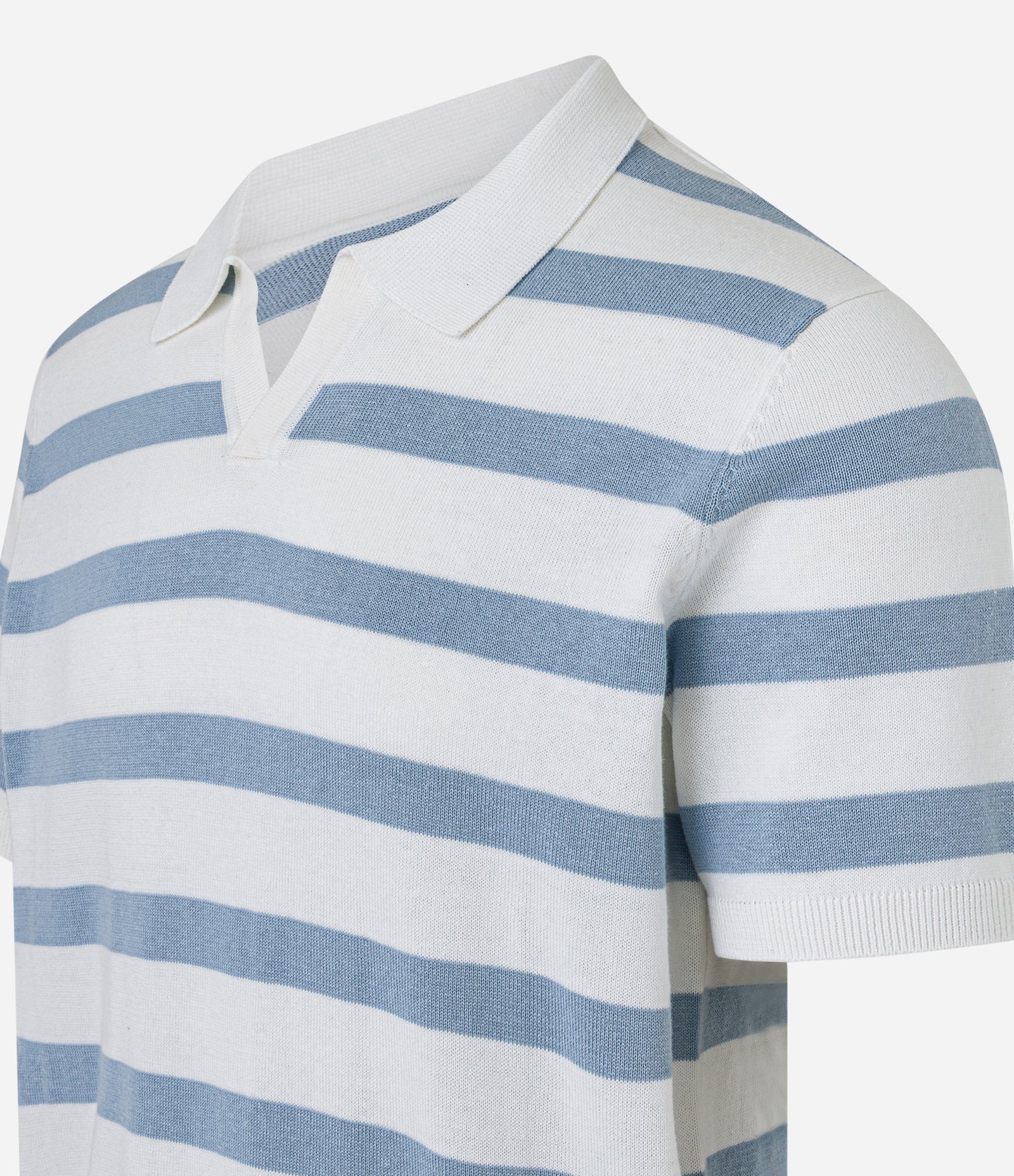 Camisa Regular com Gola Polo Listrada Azul 6