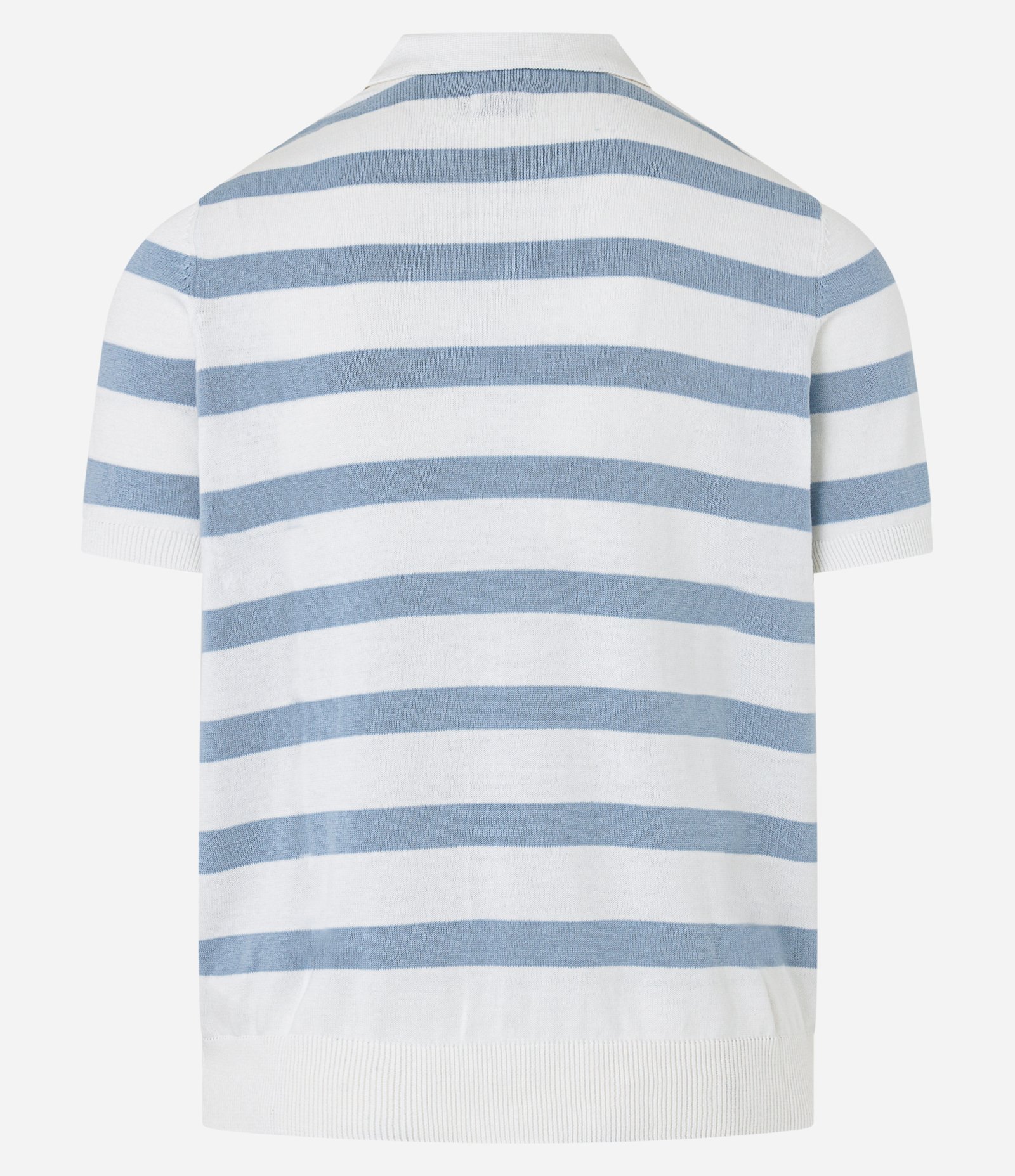 Camisa Regular com Gola Polo Listrada Azul 7
