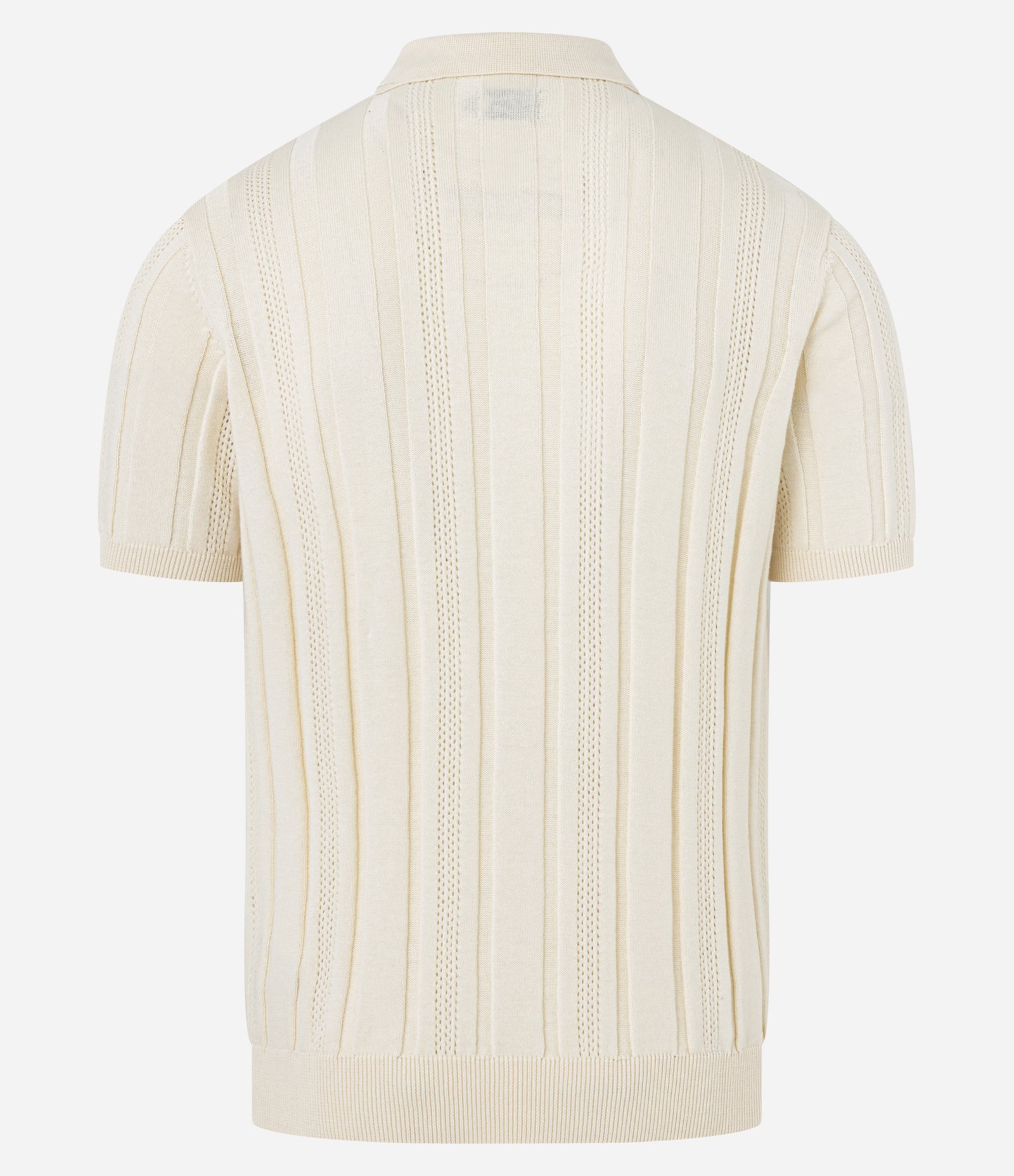 Camisa Gola Polo com Zíper em Algodão Texturizada Bege 3