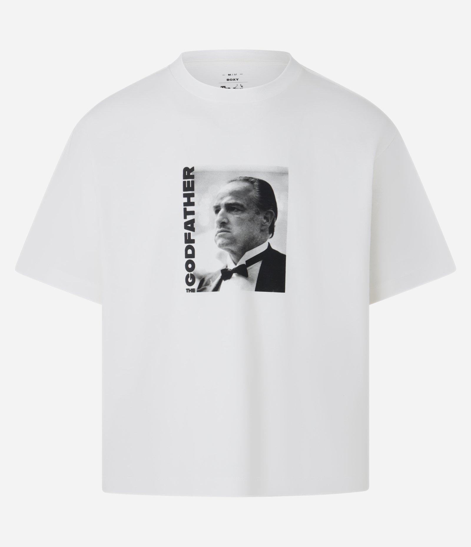 Camiseta Boxy com Estampa Poderoso Chefão em Malhão Branco 1