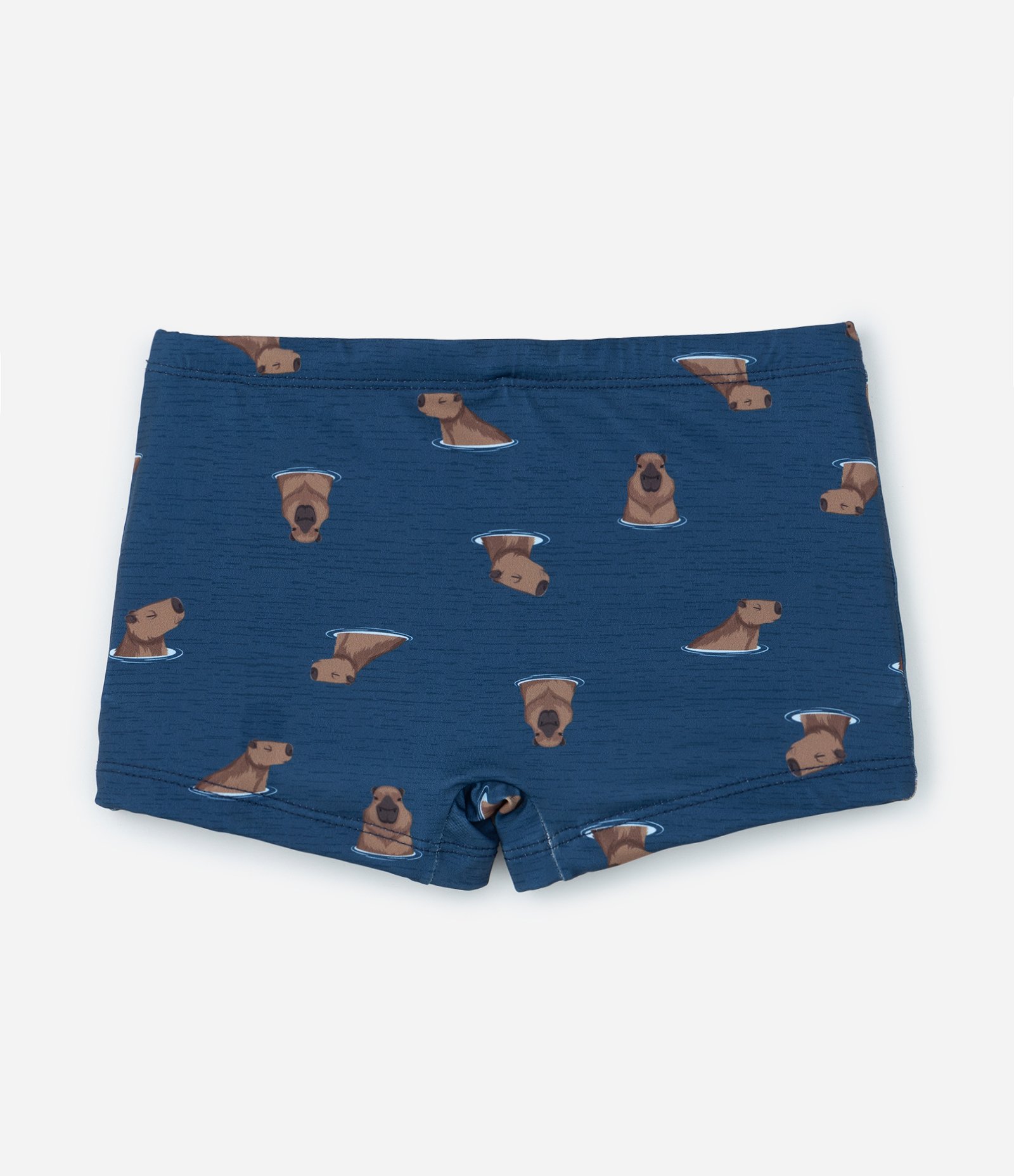 Sunga Infantil em Microfibra com Estampa de Capivaras - Tam 5 ao 14 Anos Azul 1