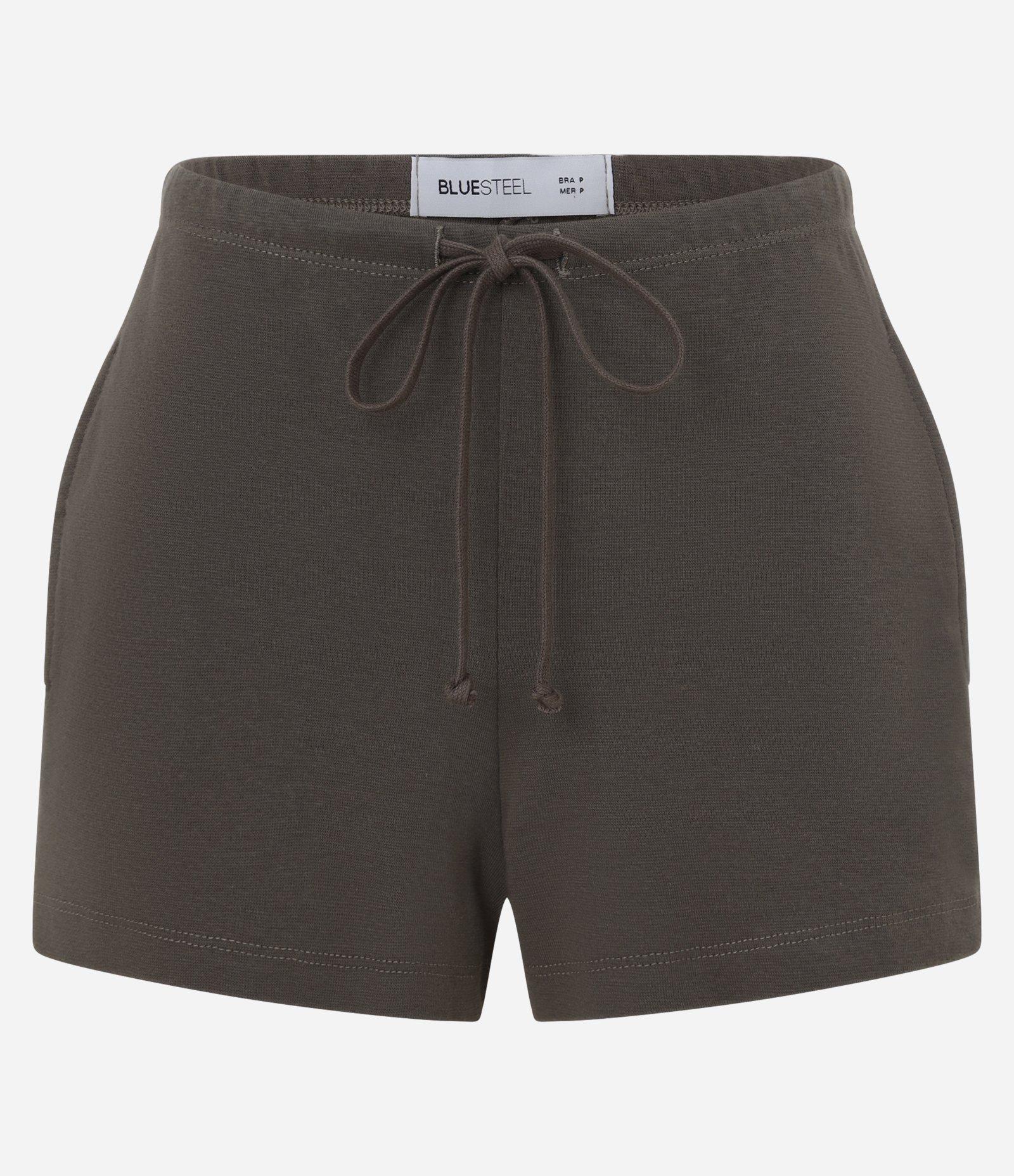 Short Básico em Ribana com Amarração no Cós Marrom 5
