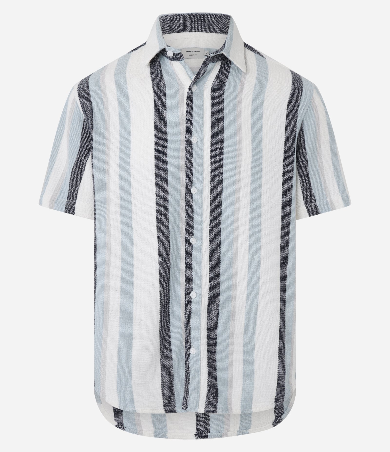 Camisa em Algodão Texturizada com Listras Azul 7