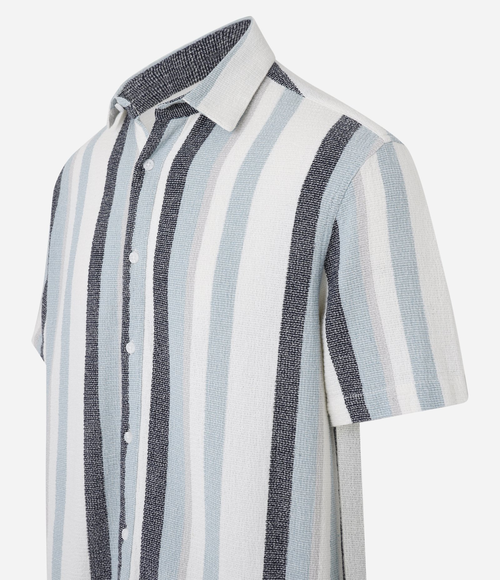 Camisa em Algodão Texturizada com Listras Azul 8