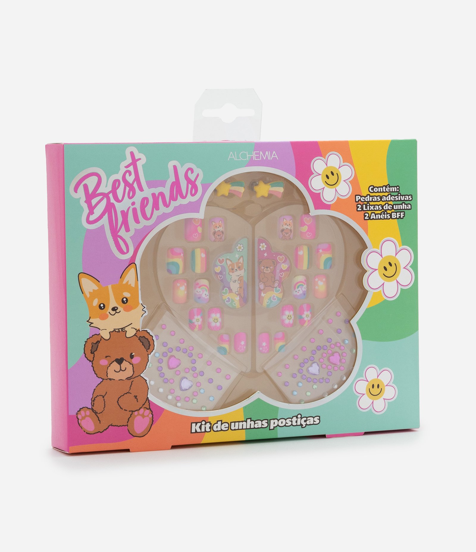 Kit de Unhas Decorativas + Pedras e Anéis Alchemia Multicores 5