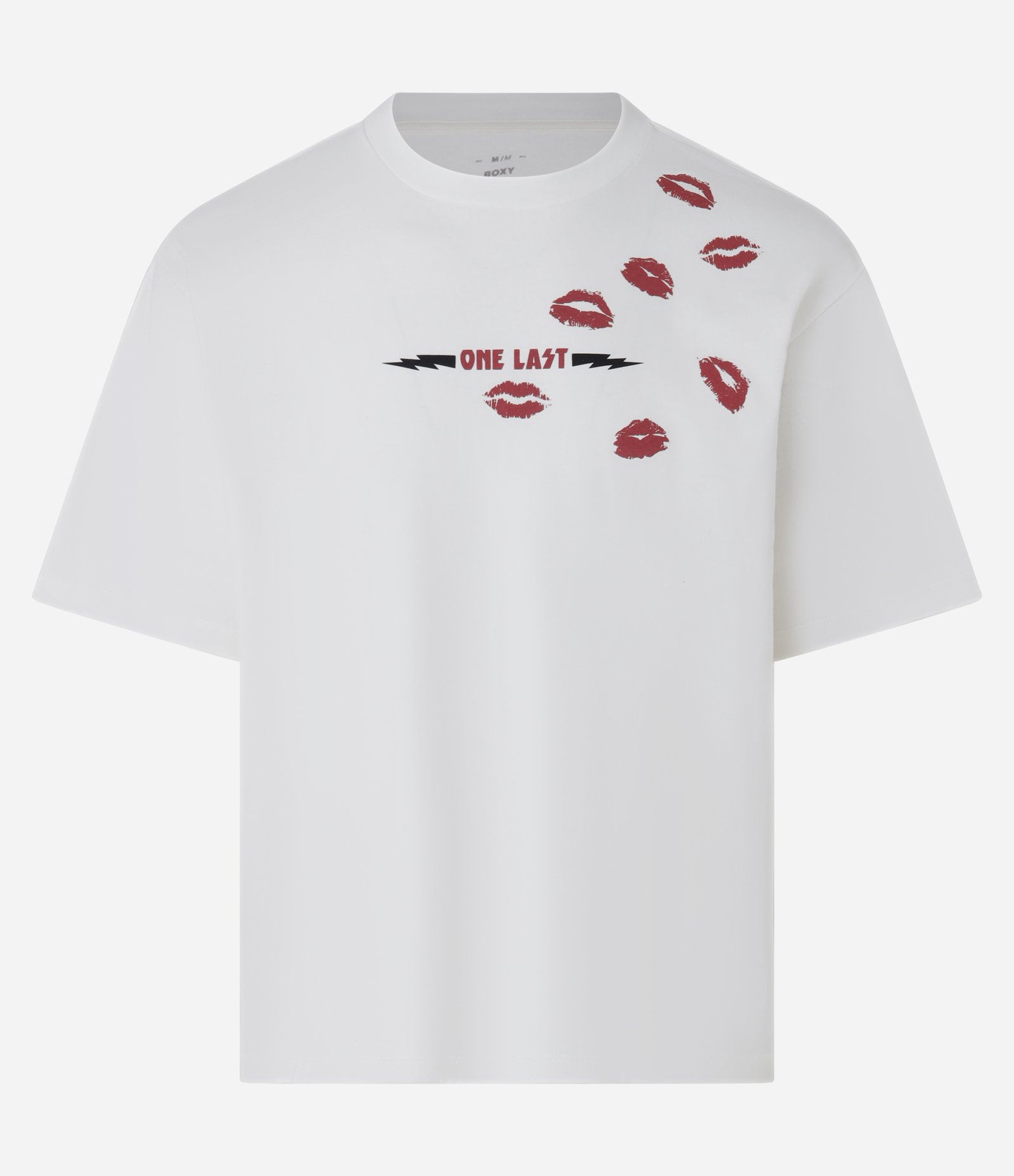 Camiseta Boxy em Malhão com Estampa Kiss Branco 1