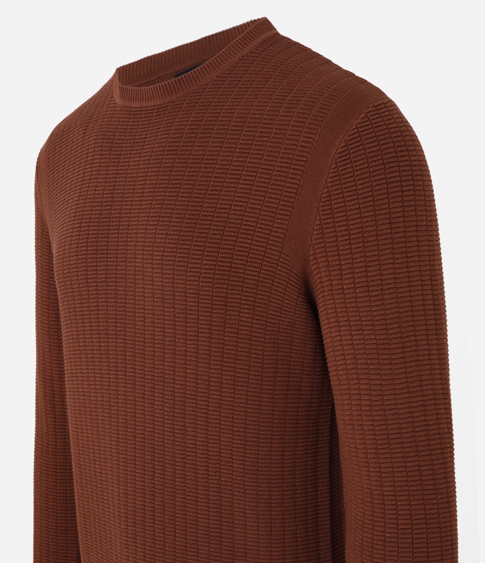 Suéter em Malha com Textura Xadrez Grid Vermelho 6