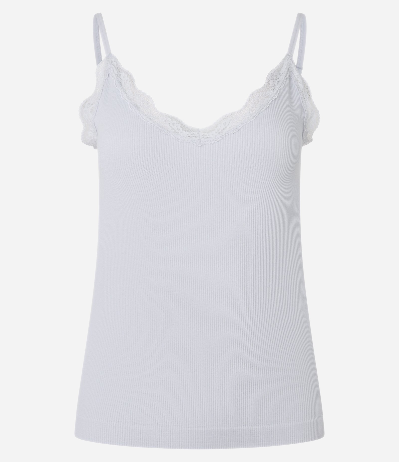 Blusa de Pijama Alcinha Seamless com Renda no Decote Azul 3